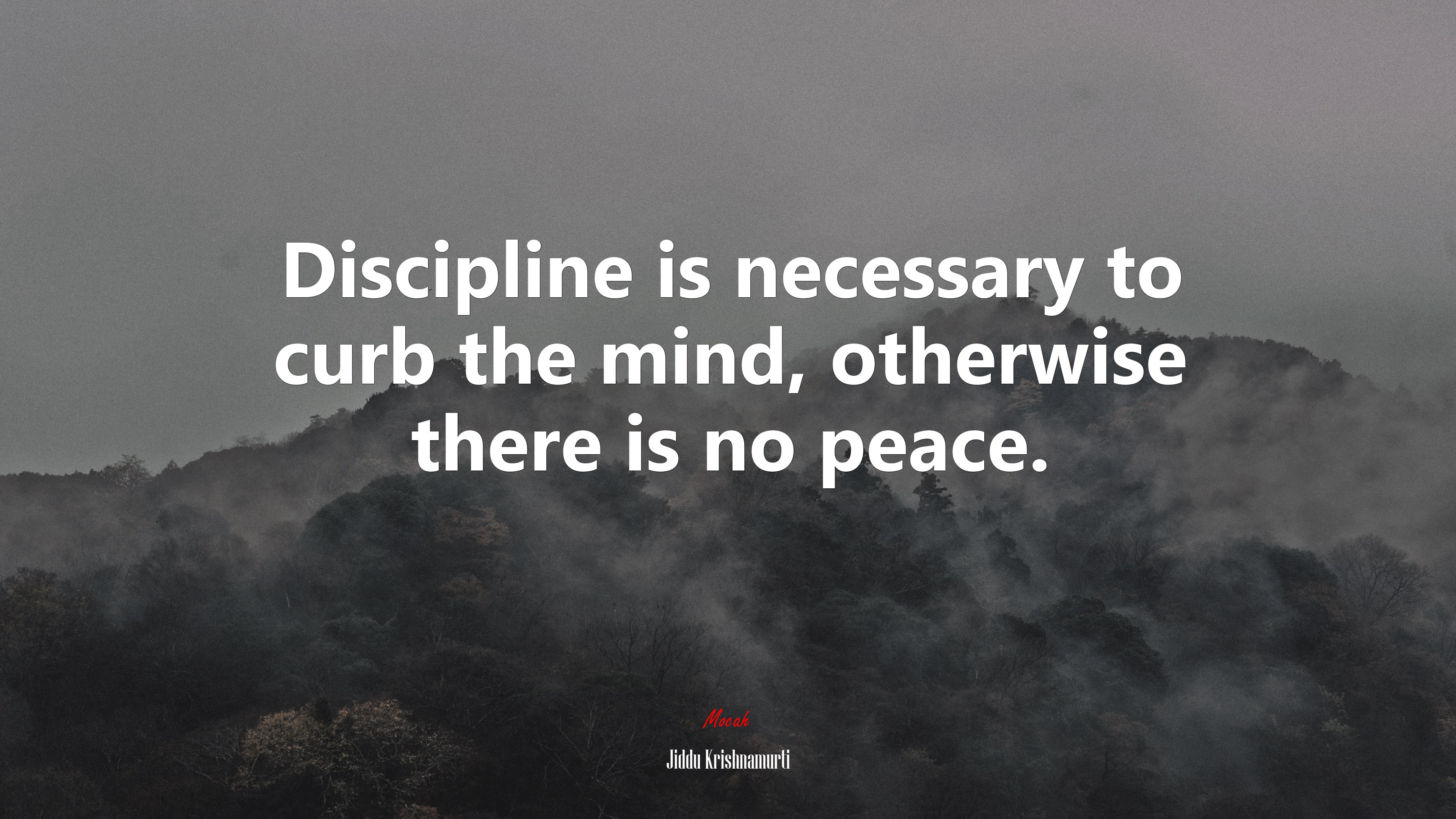 Discipline is necessary to curb the mind, otherwise there is no peace. | Jiddu Krishnamurti quote HD Wallpaper