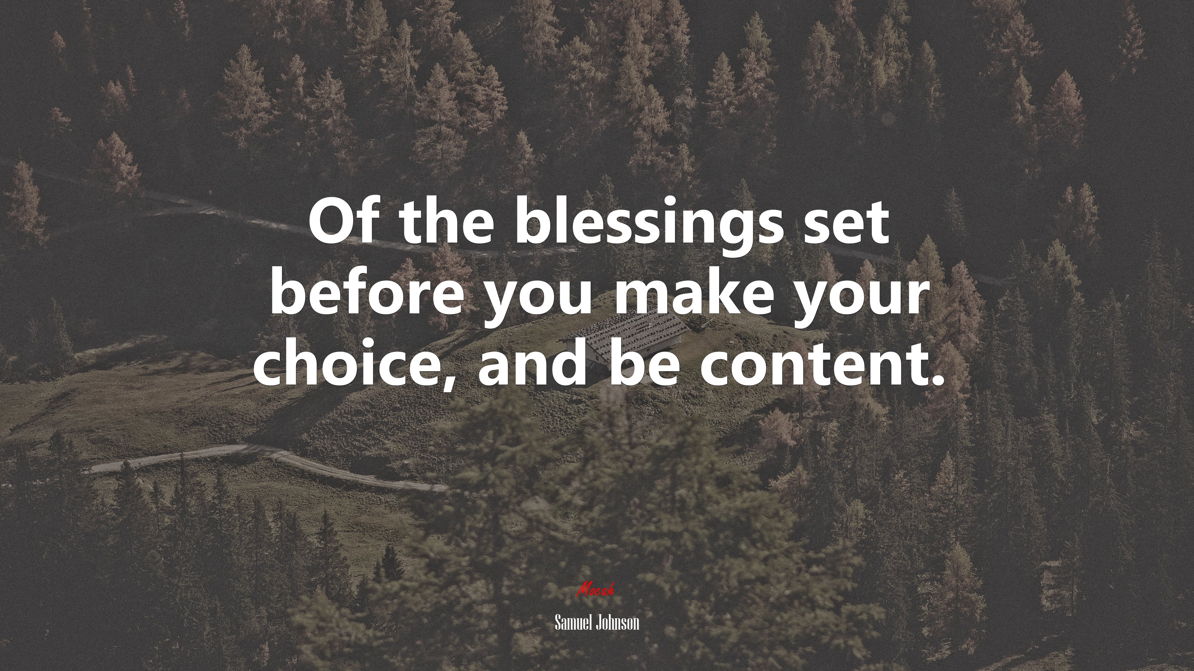 Of the blessings set before you make your choice, and be content. | Samuel Johnson quote HD Wallpaper