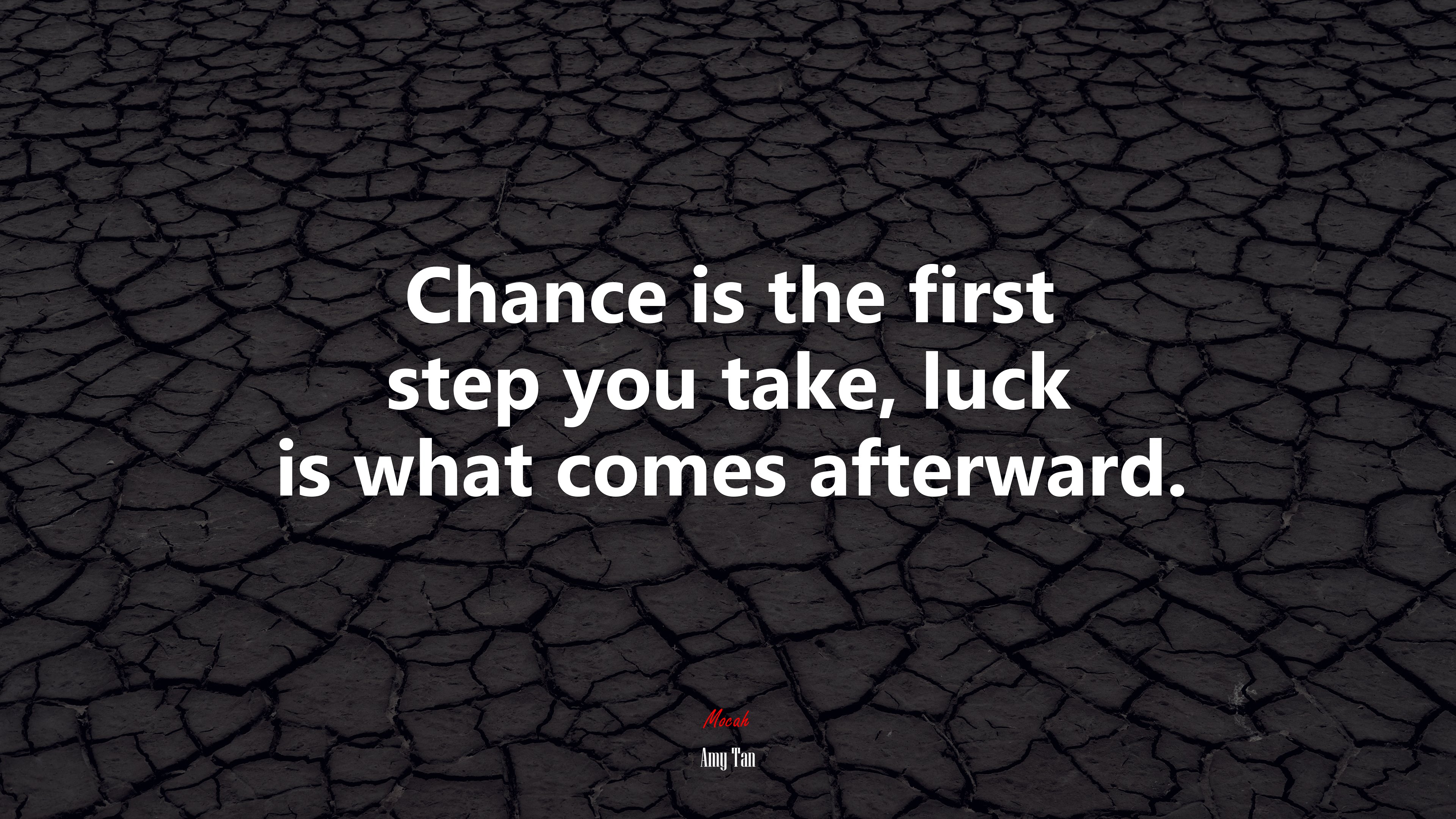 Chance is the first step you take, luck is what comes afterward. | Amy Tan quote HD Wallpaper