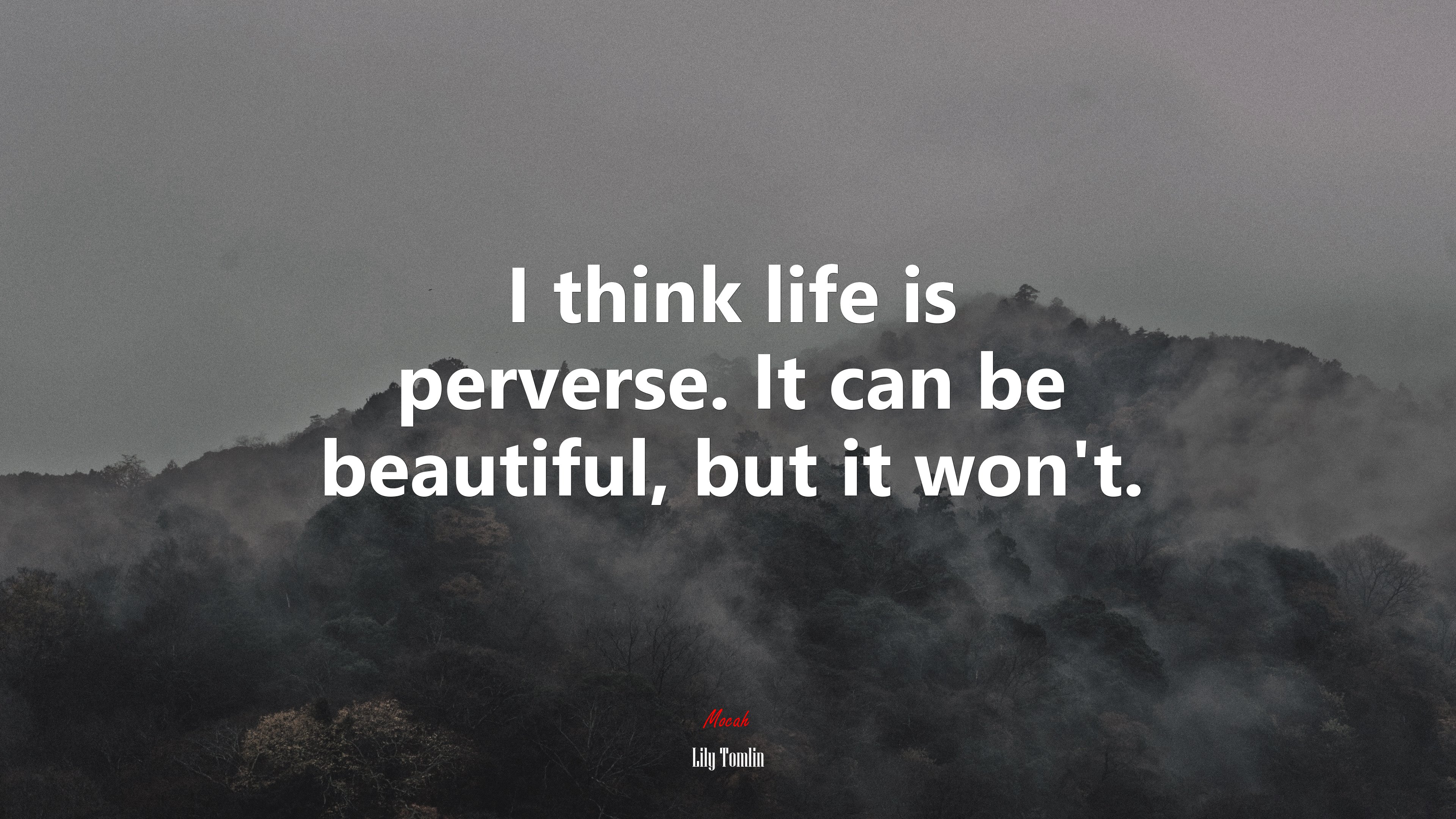 I think life is perverse. It can be beautiful, but it won’t. | Lily Tomlin quote HD Wallpaper