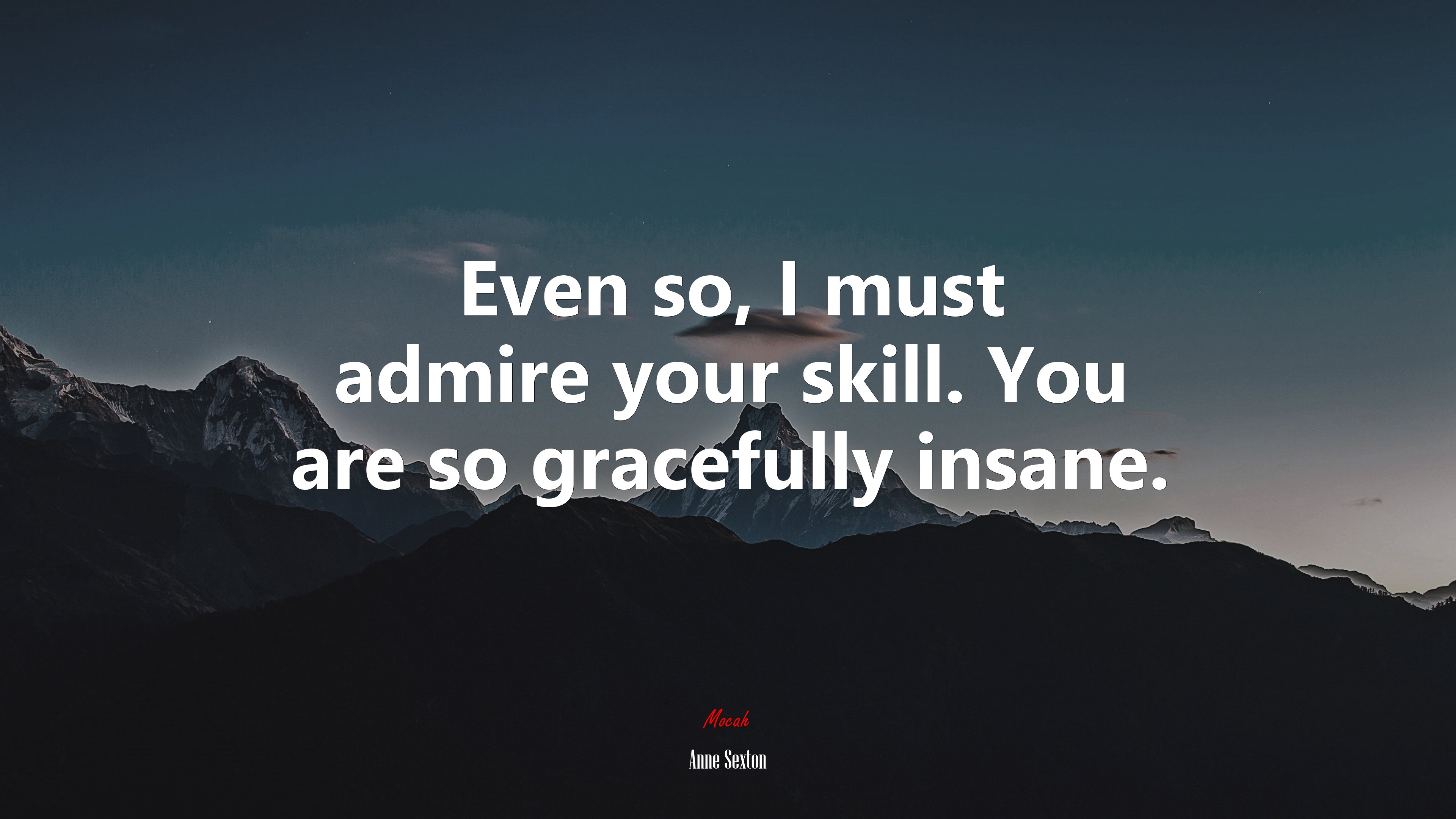 Even so, I must admire your skill. You are so gracefully insane. | Anne Sexton quote HD Wallpaper