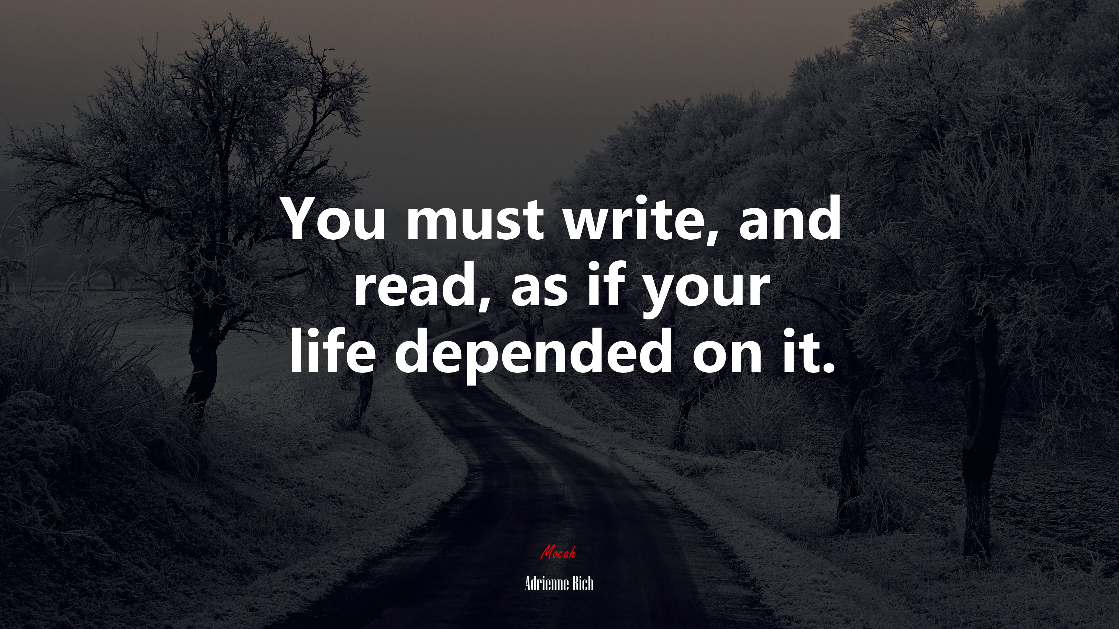 You must write, and read, as if your life depended on it. | Adrienne Rich quote HD Wallpaper