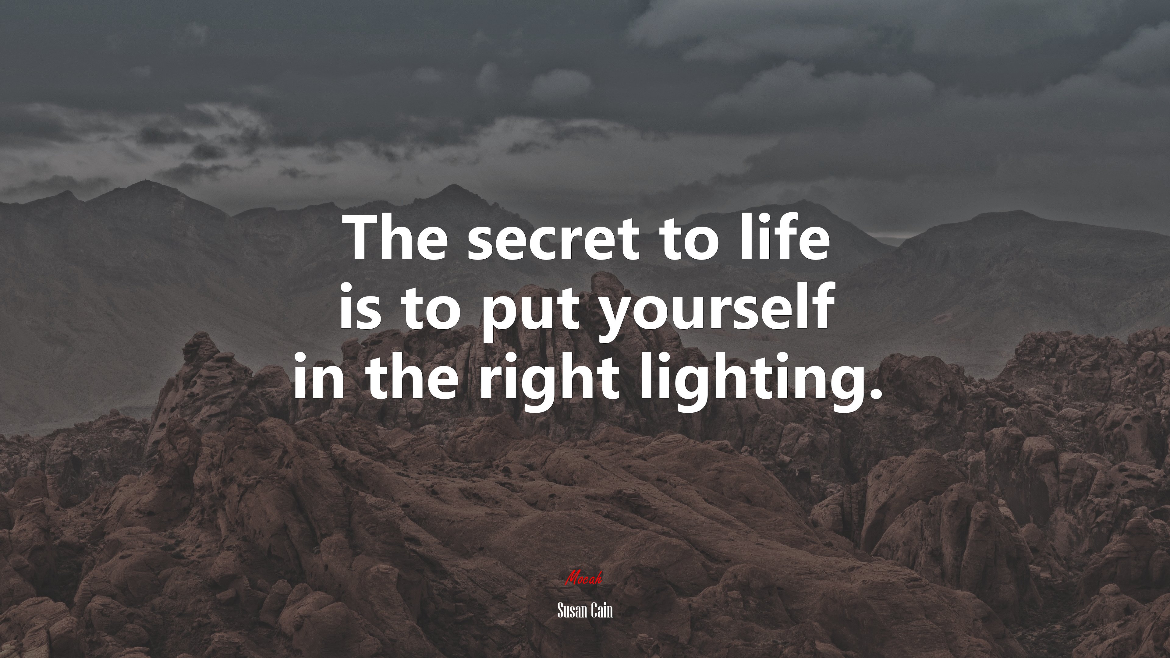 The secret to life is to put yourself in the right lighting. | Susan Cain quote HD Wallpaper