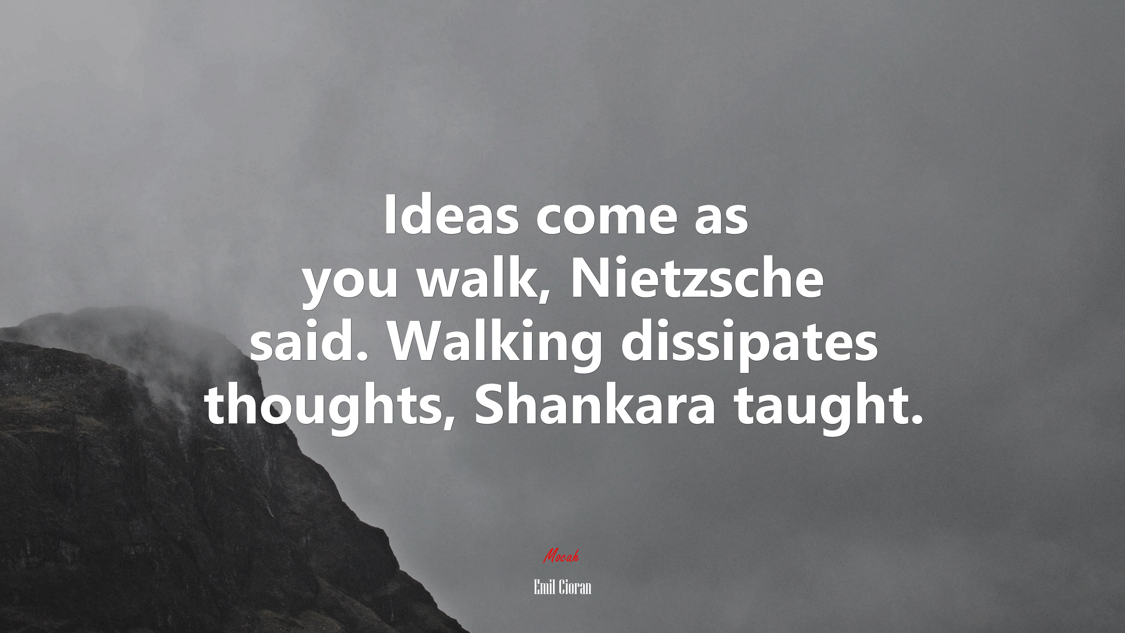 Ideas come as you walk, Nietzsche said. Walking dissipates thoughts, Shankara taught. | Emil Cioran quote HD Wallpaper