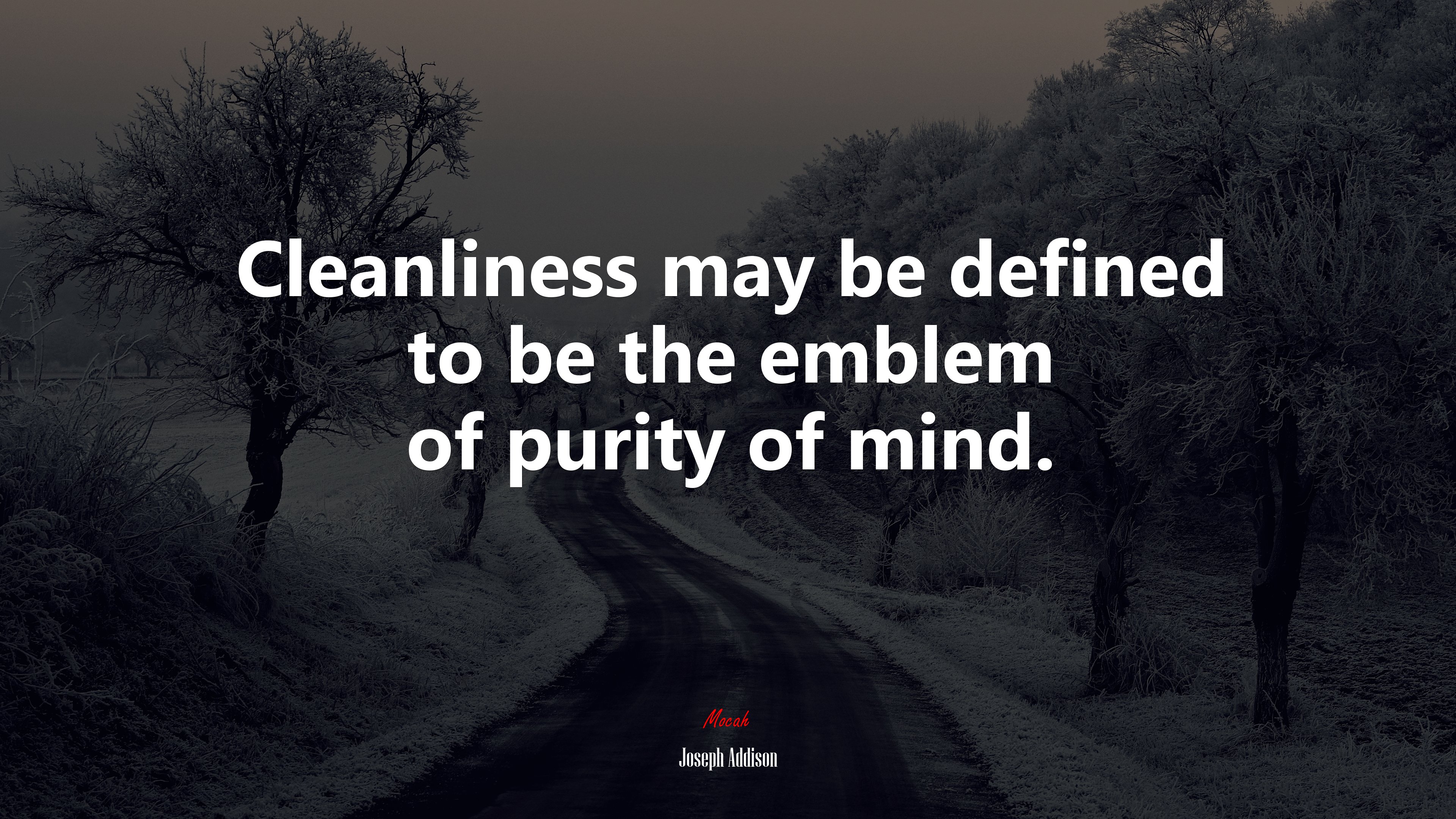 Cleanliness may be defined to be the emblem of purity of mind. | Joseph Addison quote HD Wallpaper