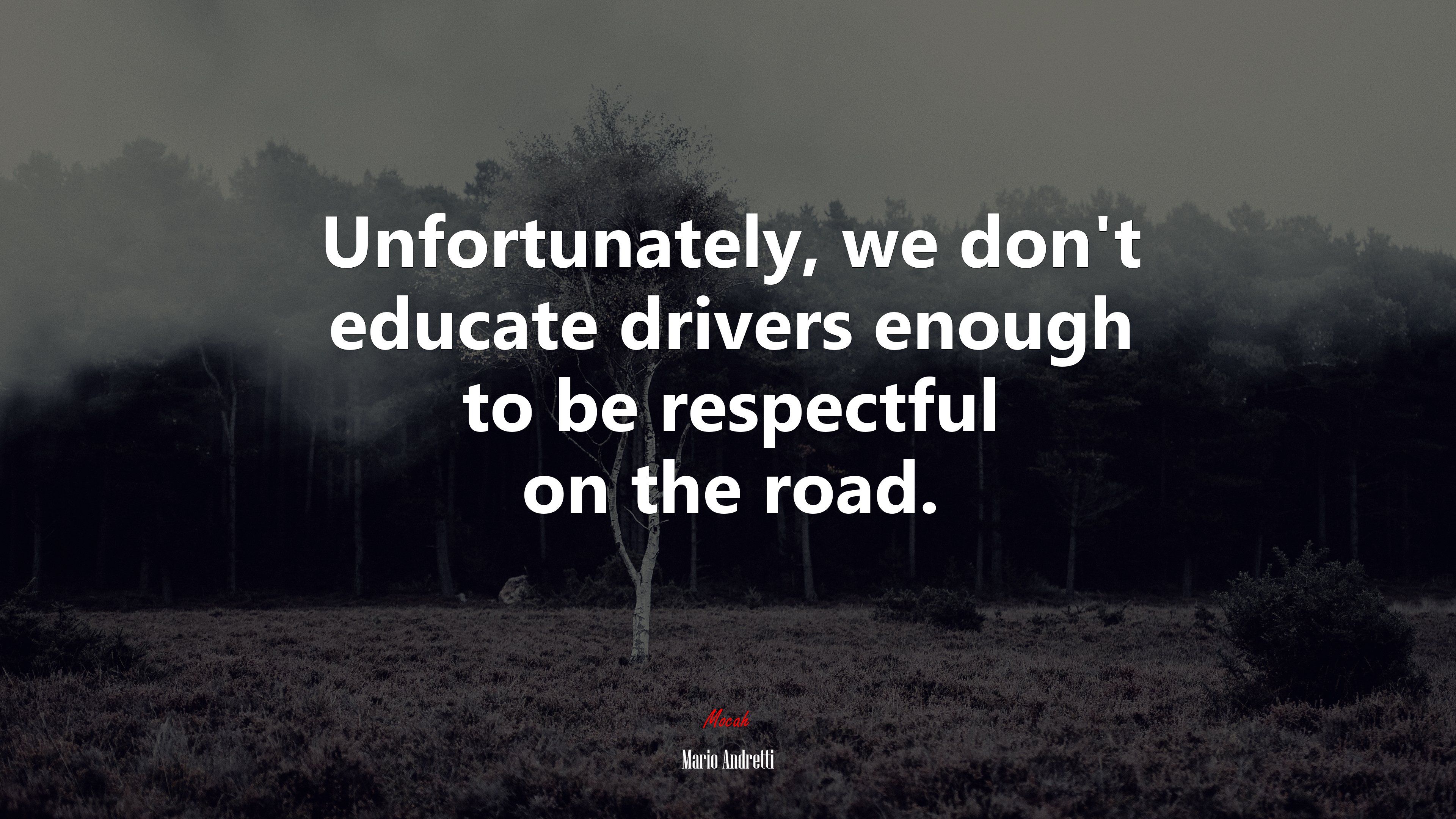 Unfortunately, we don’t educate drivers enough to be respectful on the road. | Mario Andretti quote HD Wallpaper