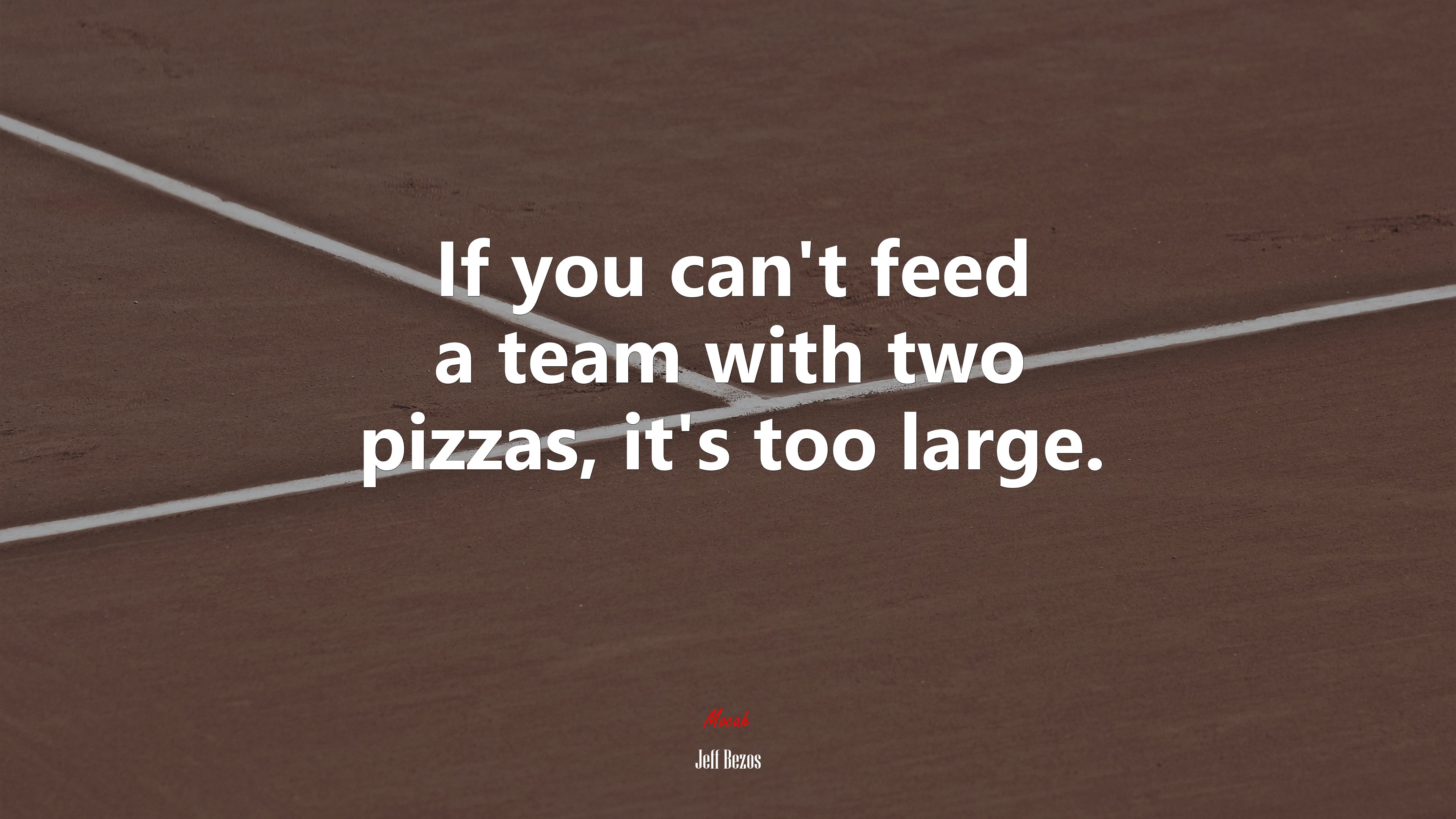 If you can’t feed a team with two pizzas, it’s too large. | Jeff Bezos quote HD Wallpaper