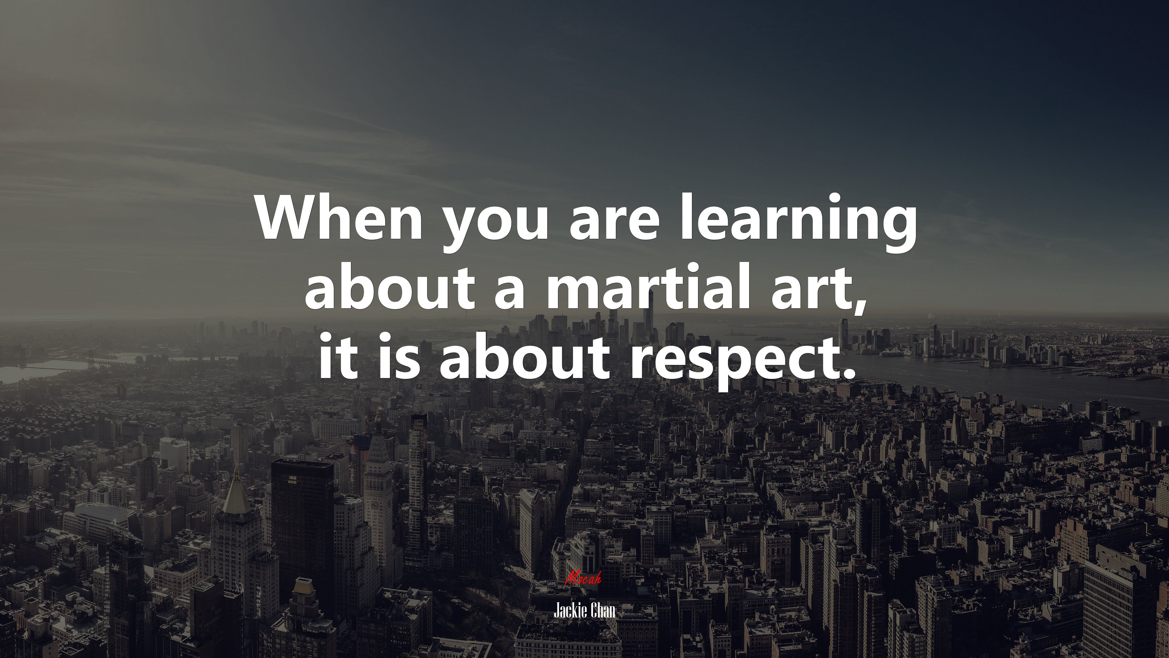 When you are learning about a martial art, it is about respect. | Jackie Chan quote HD Wallpaper