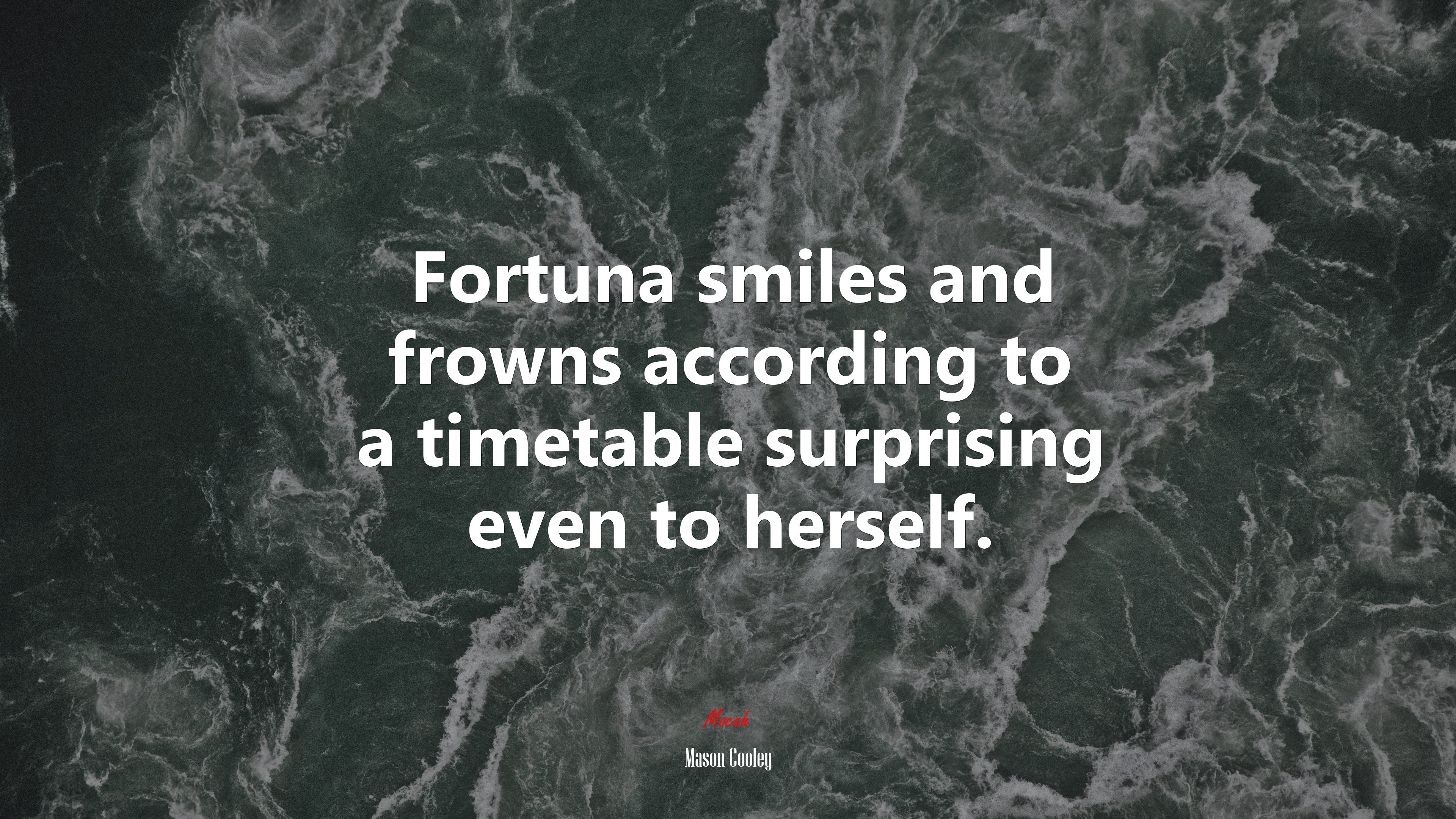 Fortuna smiles and frowns according to a timetable surprising even to herself. | Mason Cooley quote HD Wallpaper