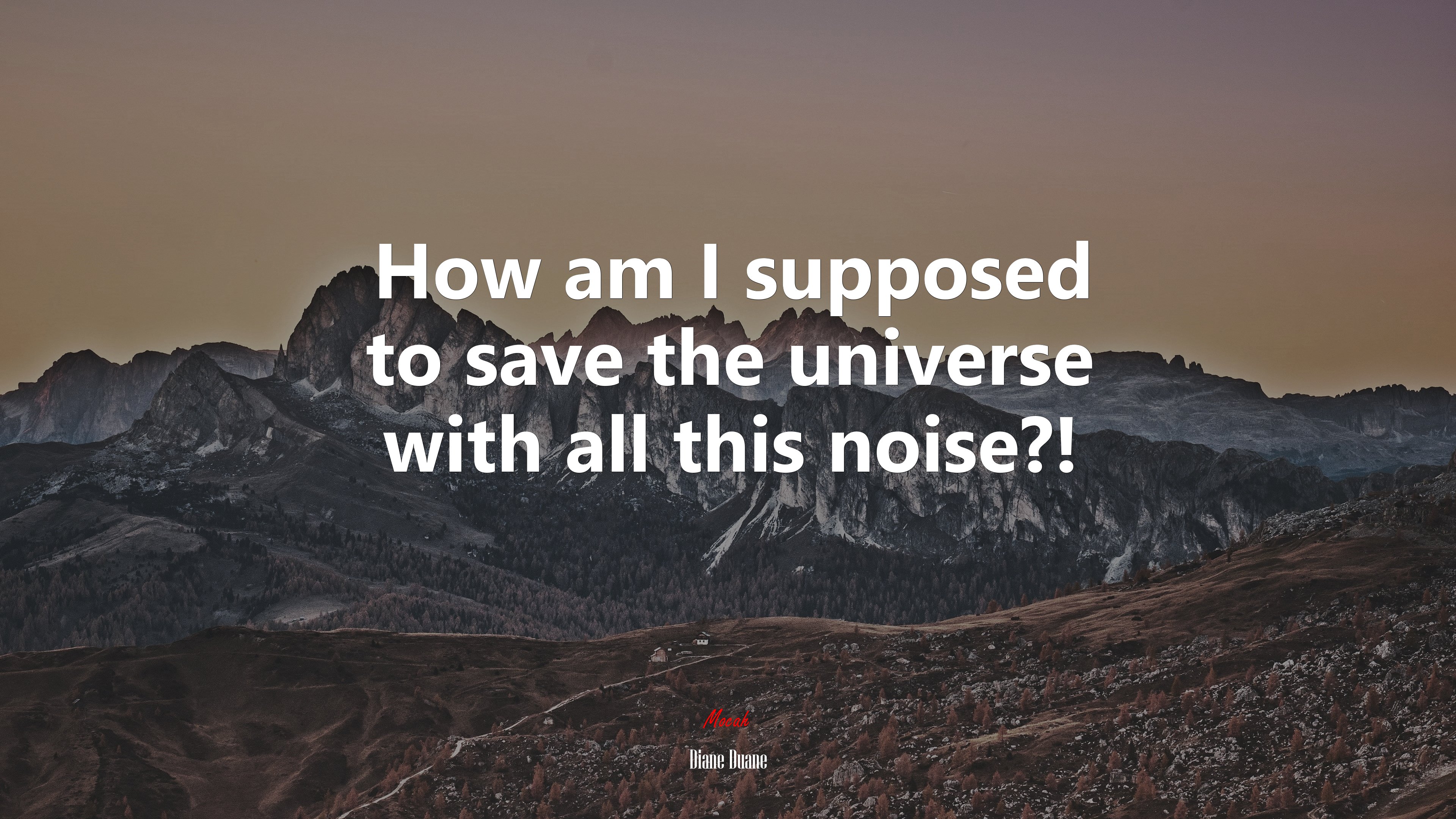How am I supposed to save the universe with all this noise?! | Diane Duane quote HD Wallpaper