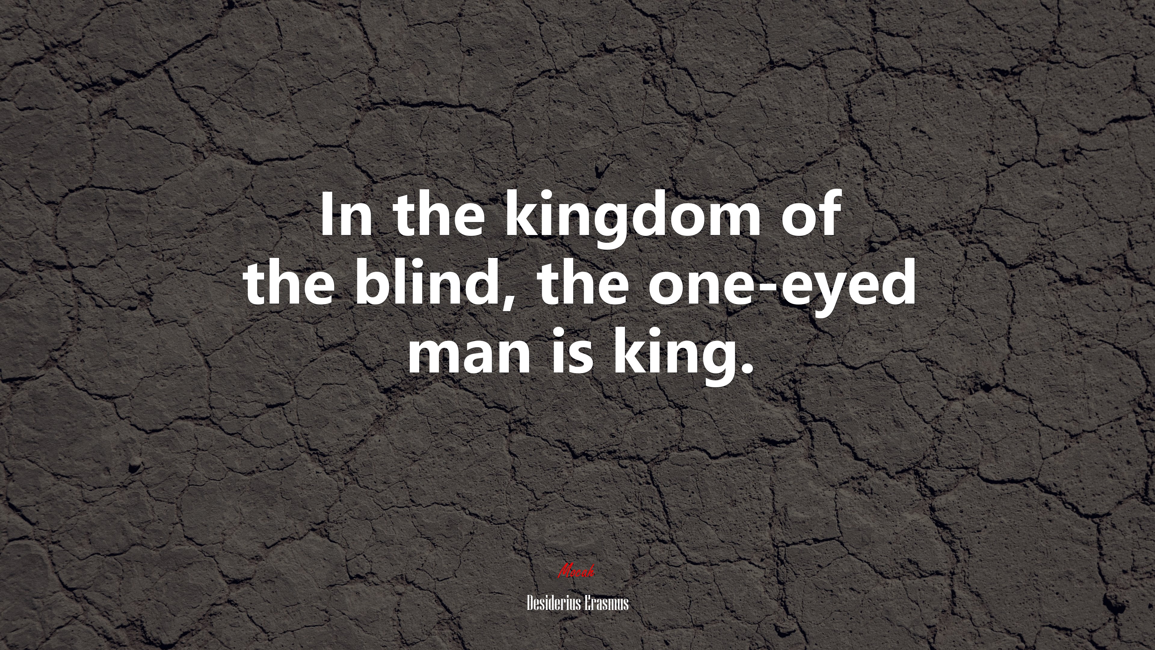 In the kingdom of the blind, the one-eyed man is king. | Desiderius Erasmus quote HD Wallpaper