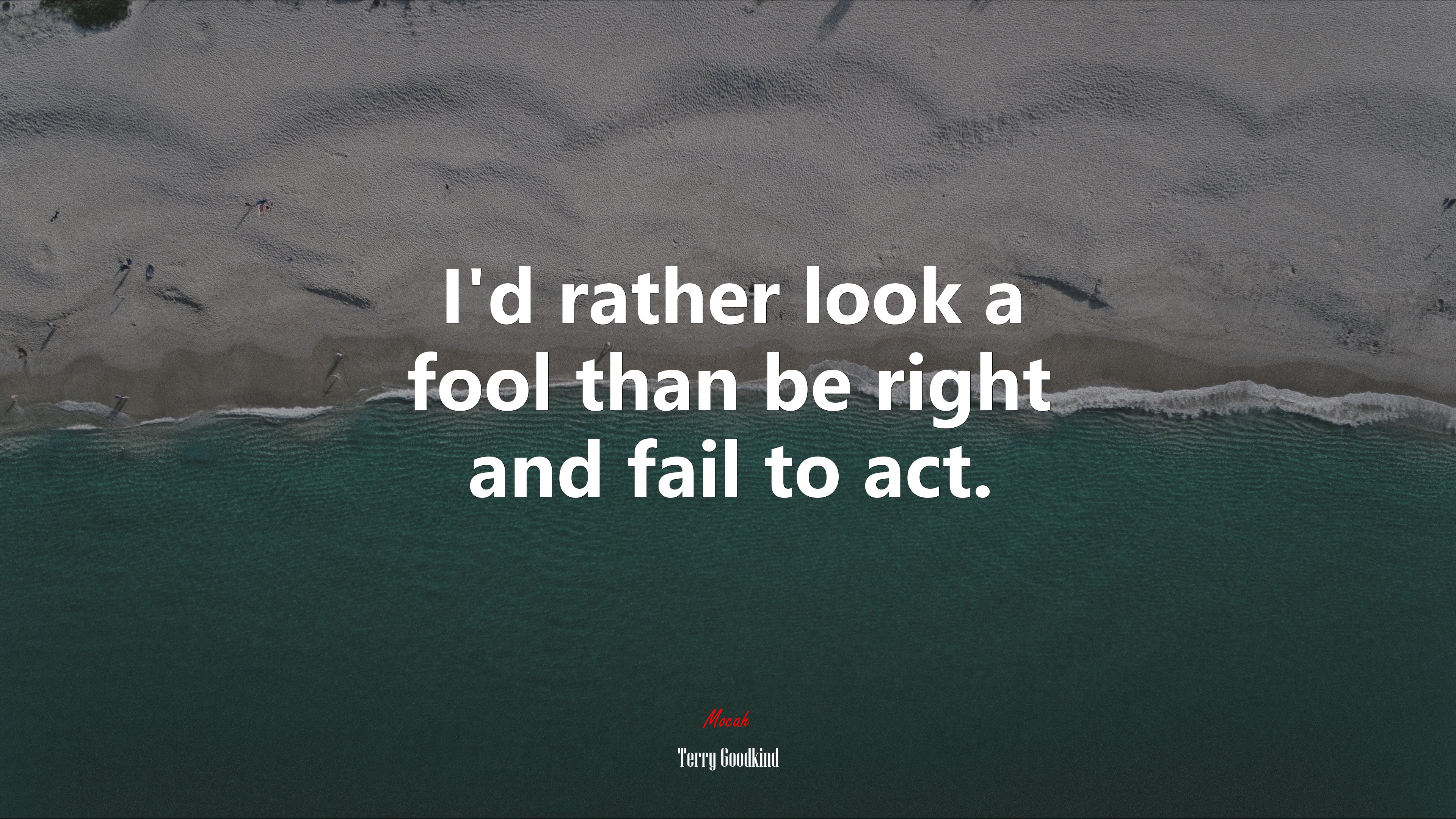 I’d rather look a fool than be right and fail to act. | Terry Goodkind quote HD Wallpaper