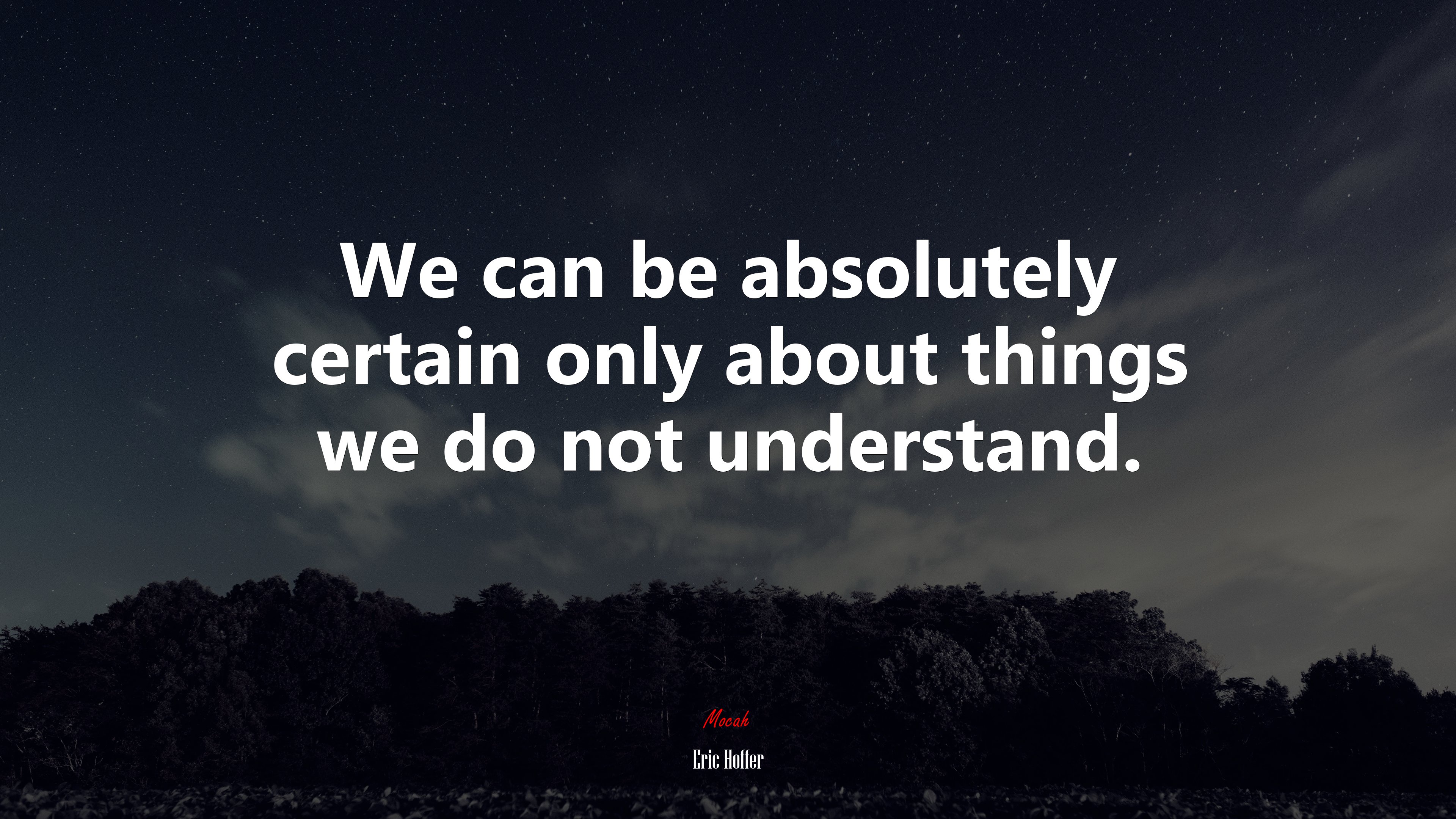 We can be absolutely certain only about things we do not understand. | Eric Hoffer quote HD Wallpaper