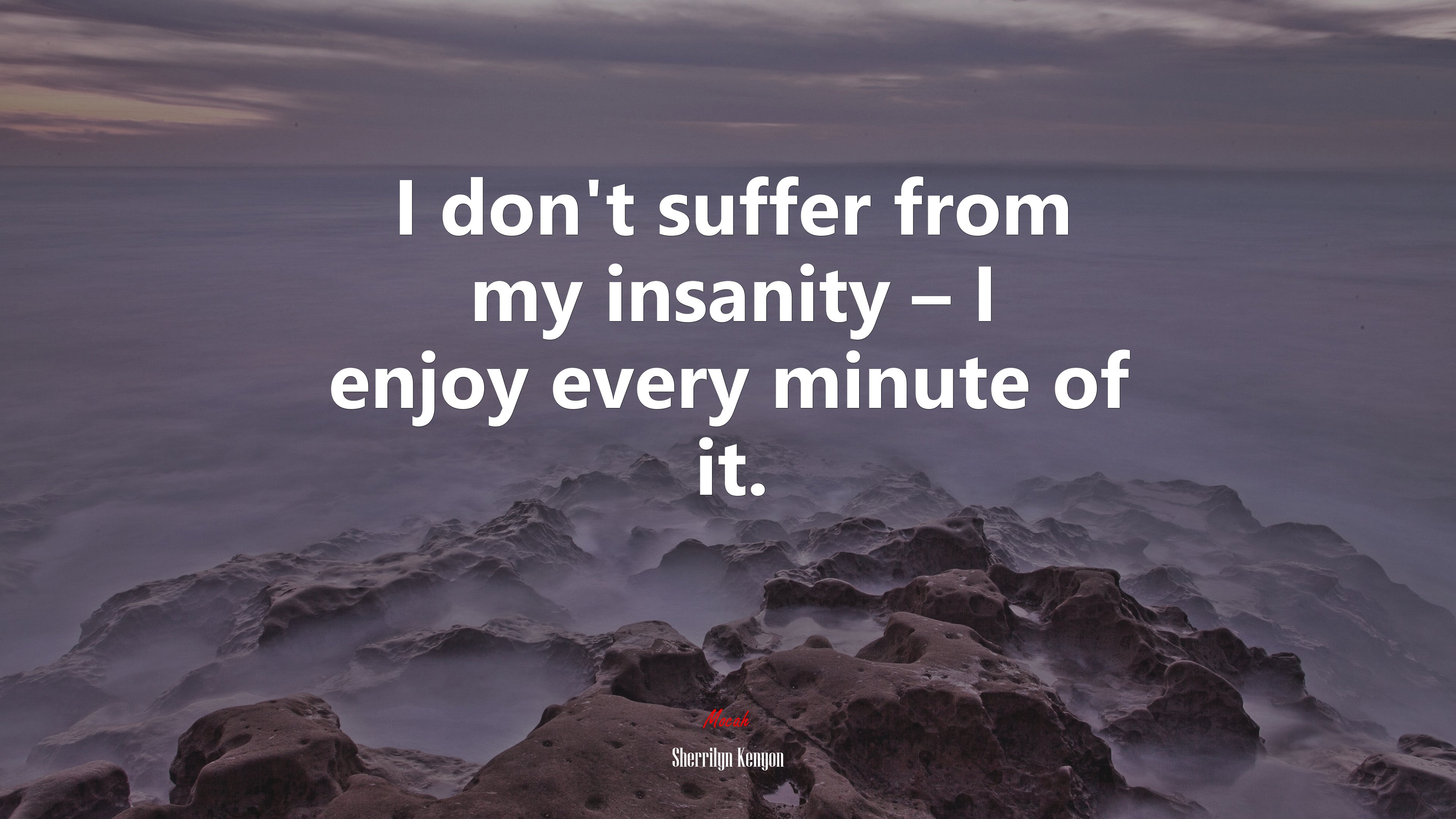 I don’t suffer from my insanity – I enjoy every minute of it. | Sherrilyn Kenyon quote HD Wallpaper