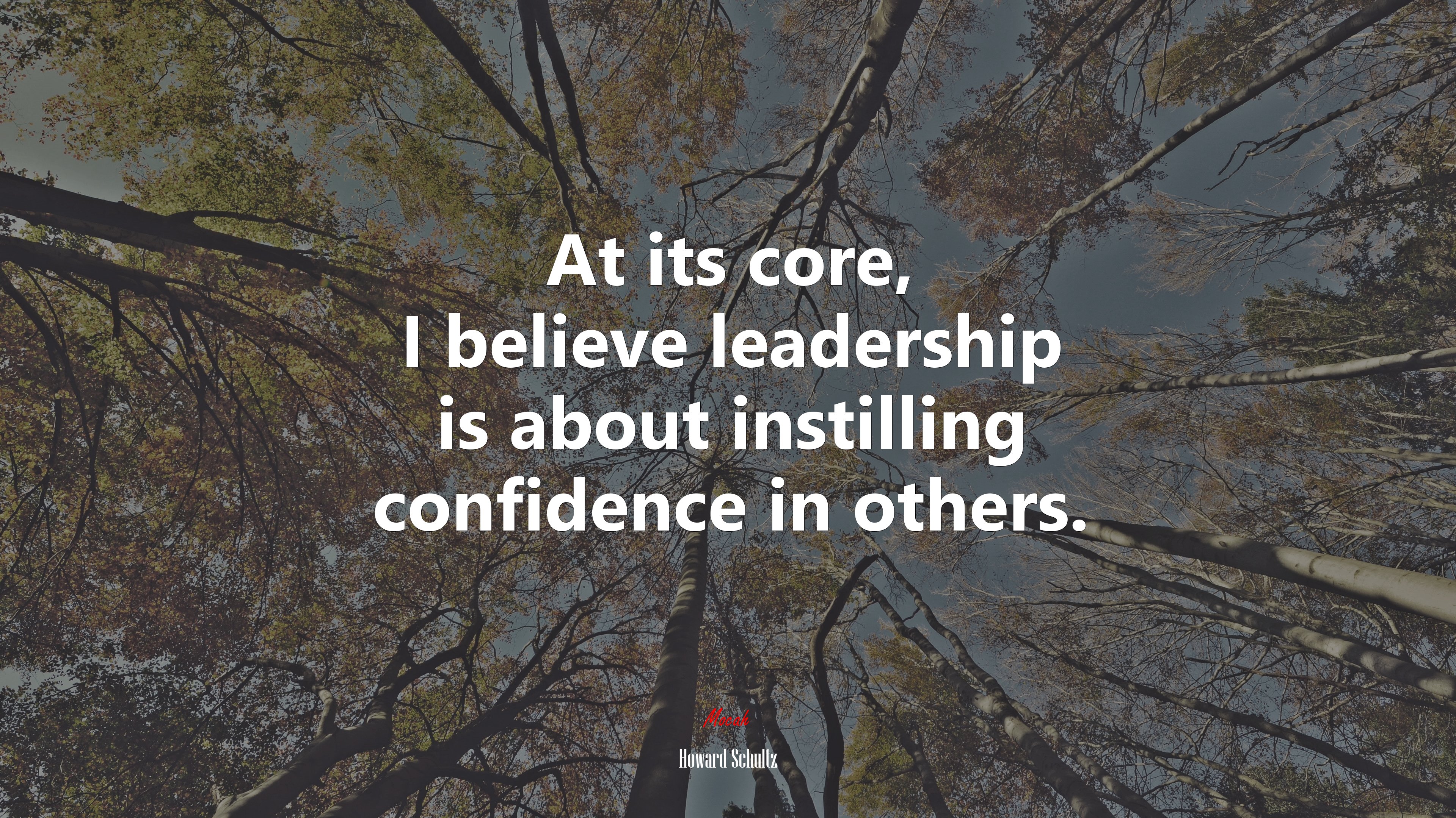 At its core, I believe leadership is about instilling confidence in others. | Howard Schultz quote HD Wallpaper