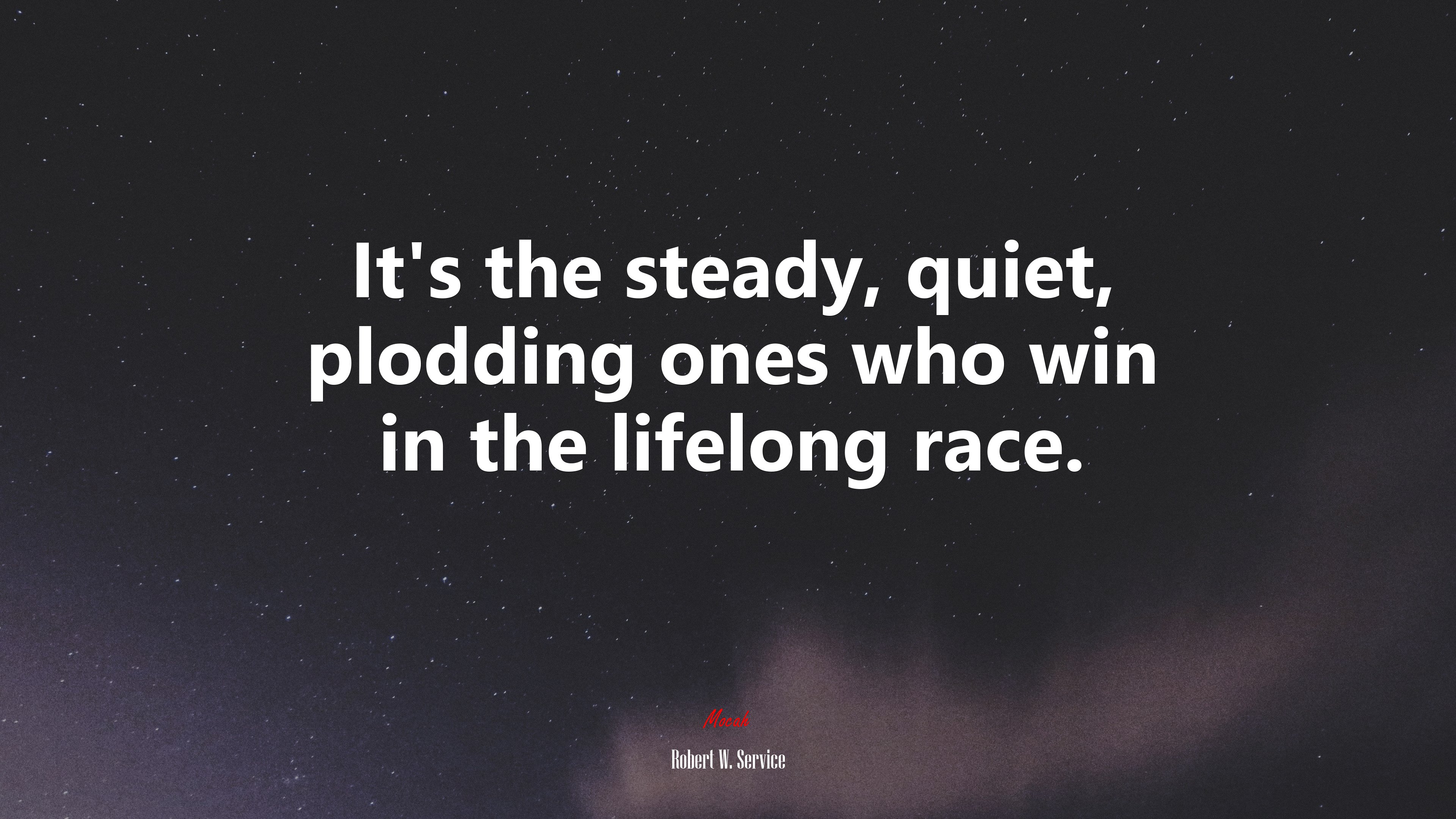 It’s the steady, quiet, plodding ones who win in the lifelong race. | Robert W. Service quote HD Wallpaper