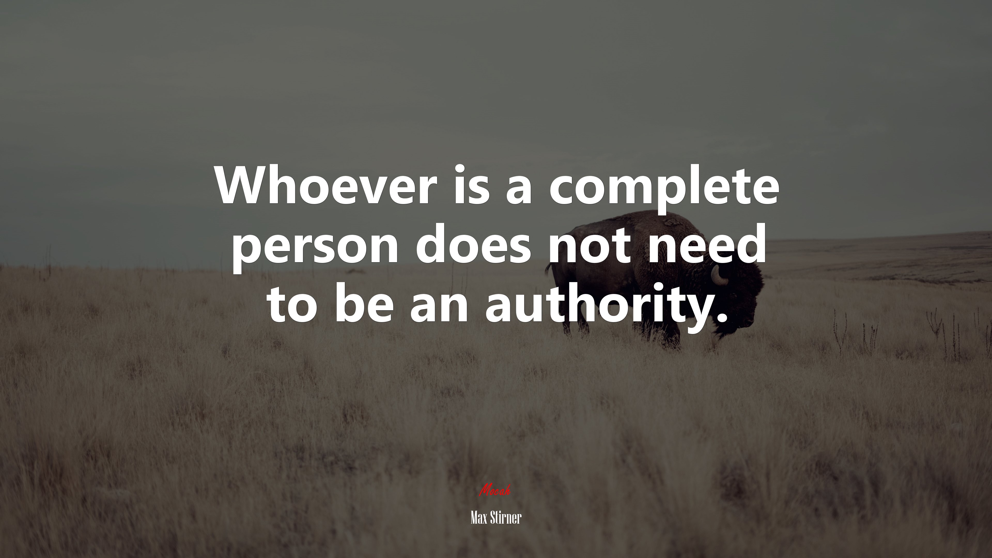 Whoever is a complete person does not need to be an authority. | Max Stirner quote HD Wallpaper