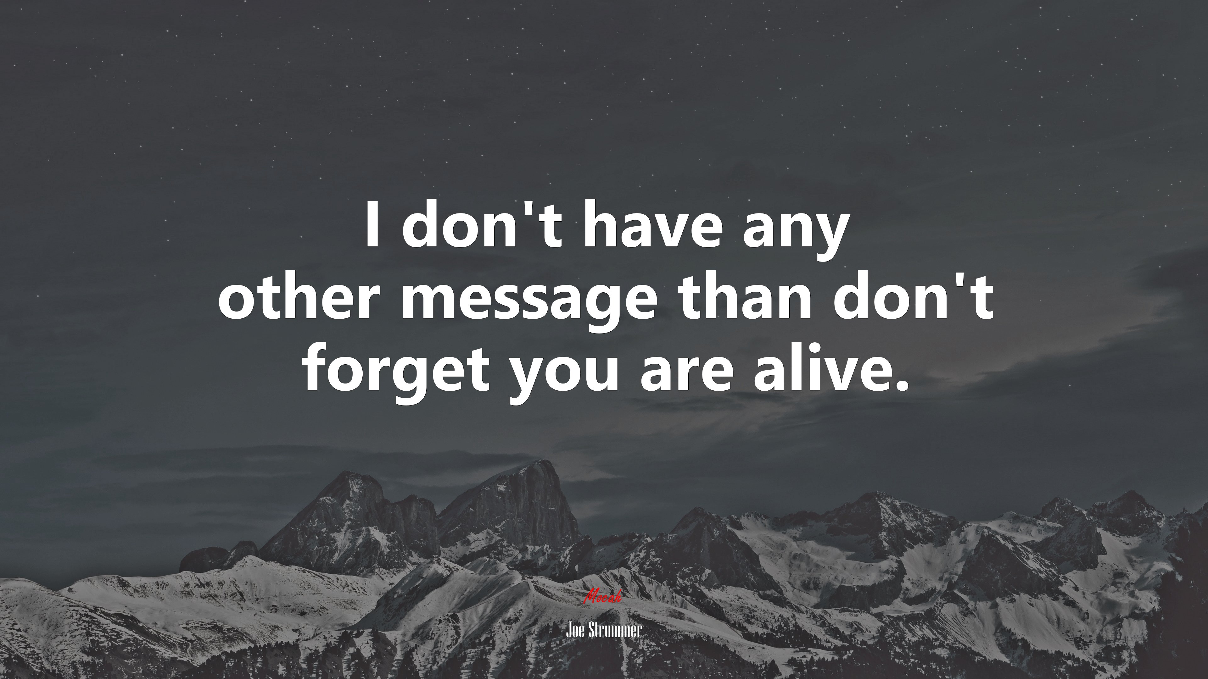 I don’t have any other message than don’t forget you are alive. | Joe Strummer quote HD Wallpaper