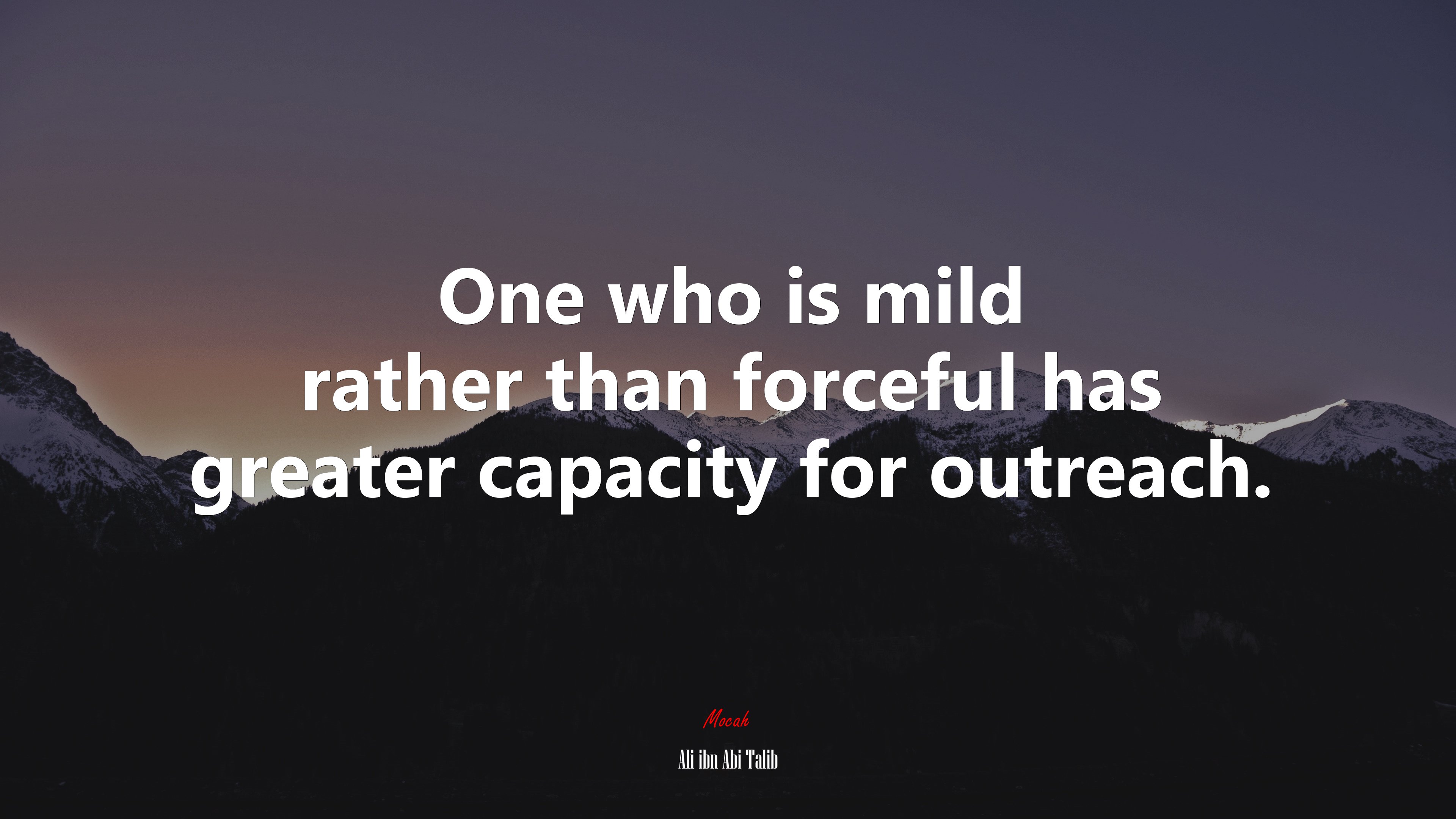 One who is mild rather than forceful has greater capacity for outreach. | Ali ibn Abi Talib quote HD Wallpaper