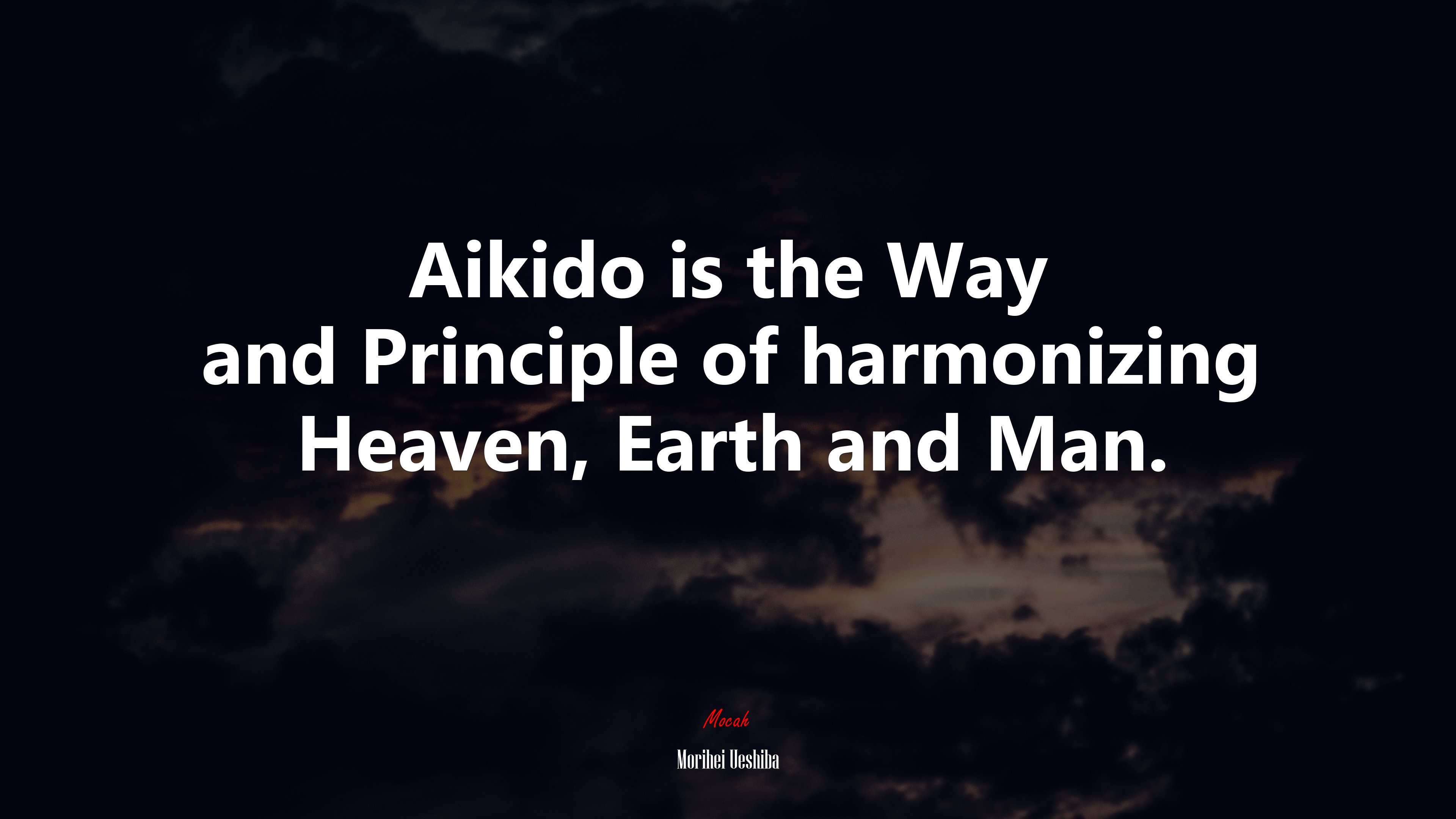 Aikido is the Way and Principle of harmonizing Heaven, Earth and Man. | Morihei Ueshiba quote HD Wallpaper