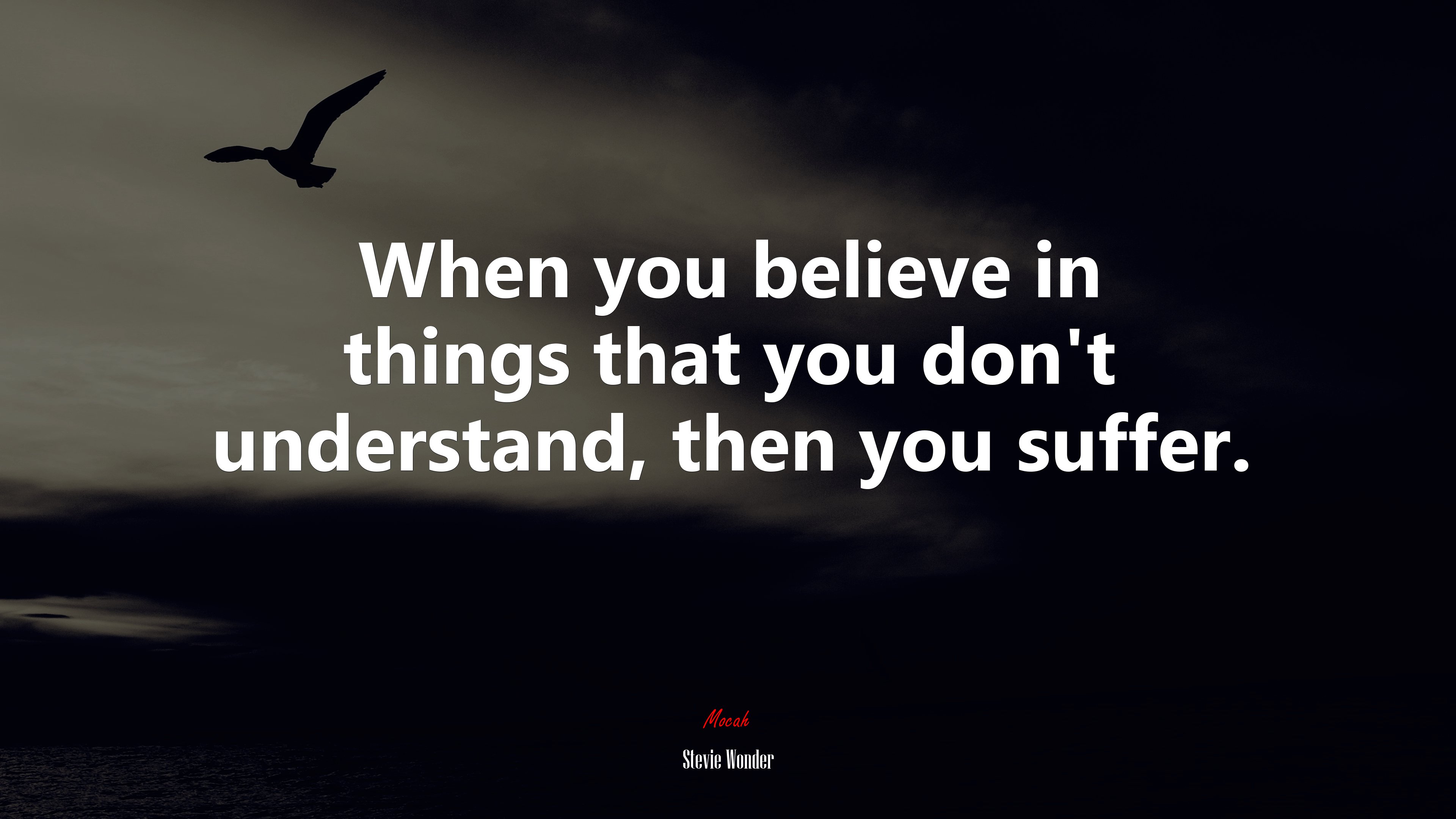 When you believe in things that you don’t understand, then you suffer. | Stevie Wonder quote HD Wallpaper