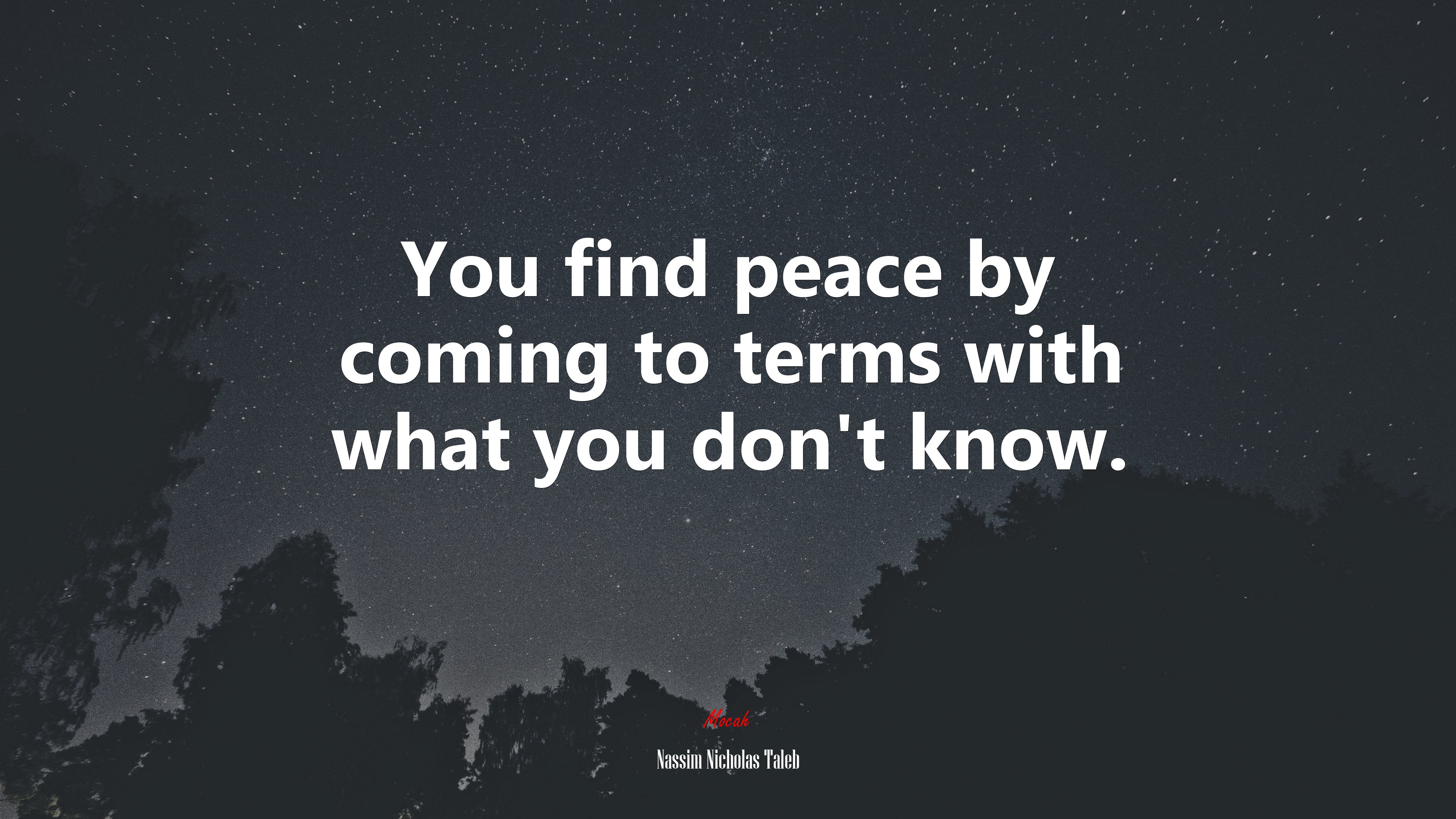 You find peace by coming to terms with what you don’t know. | Nassim Nicholas Taleb quote HD Wallpaper