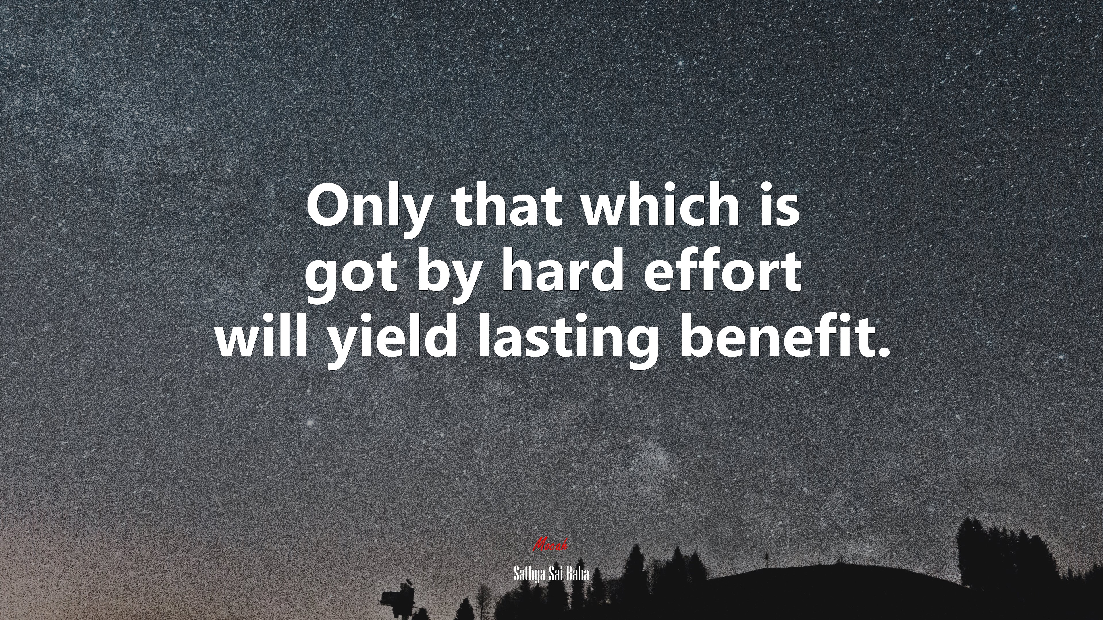 Only that which is got by hard effort will yield lasting benefit. | Sathya Sai Baba quote HD Wallpaper