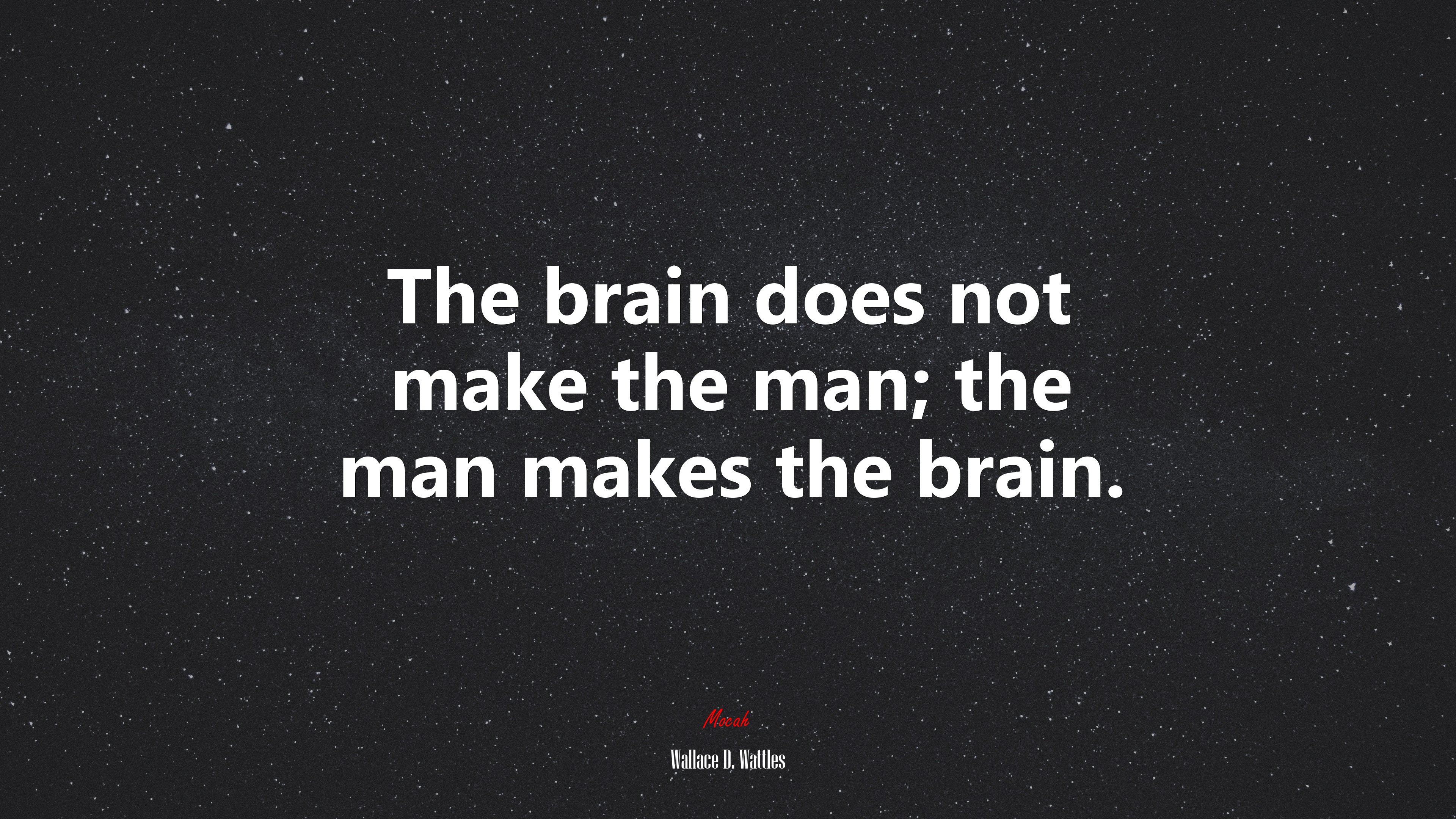 The brain does not make the man; the man makes the brain. | Wallace D. Wattles quote HD Wallpaper