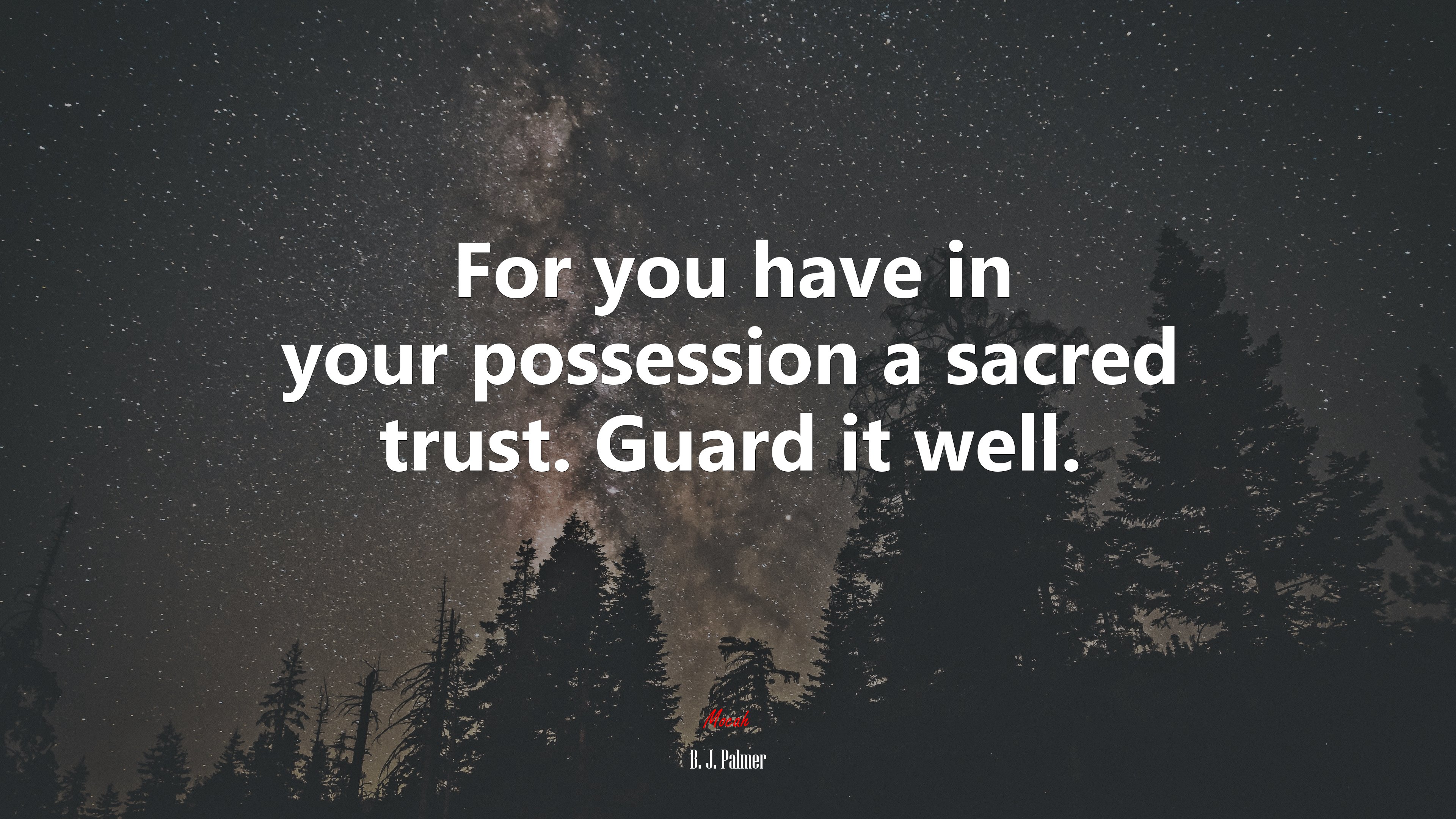 For you have in your possession a sacred trust. Guard it well. | B. J. Palmer quote HD Wallpaper