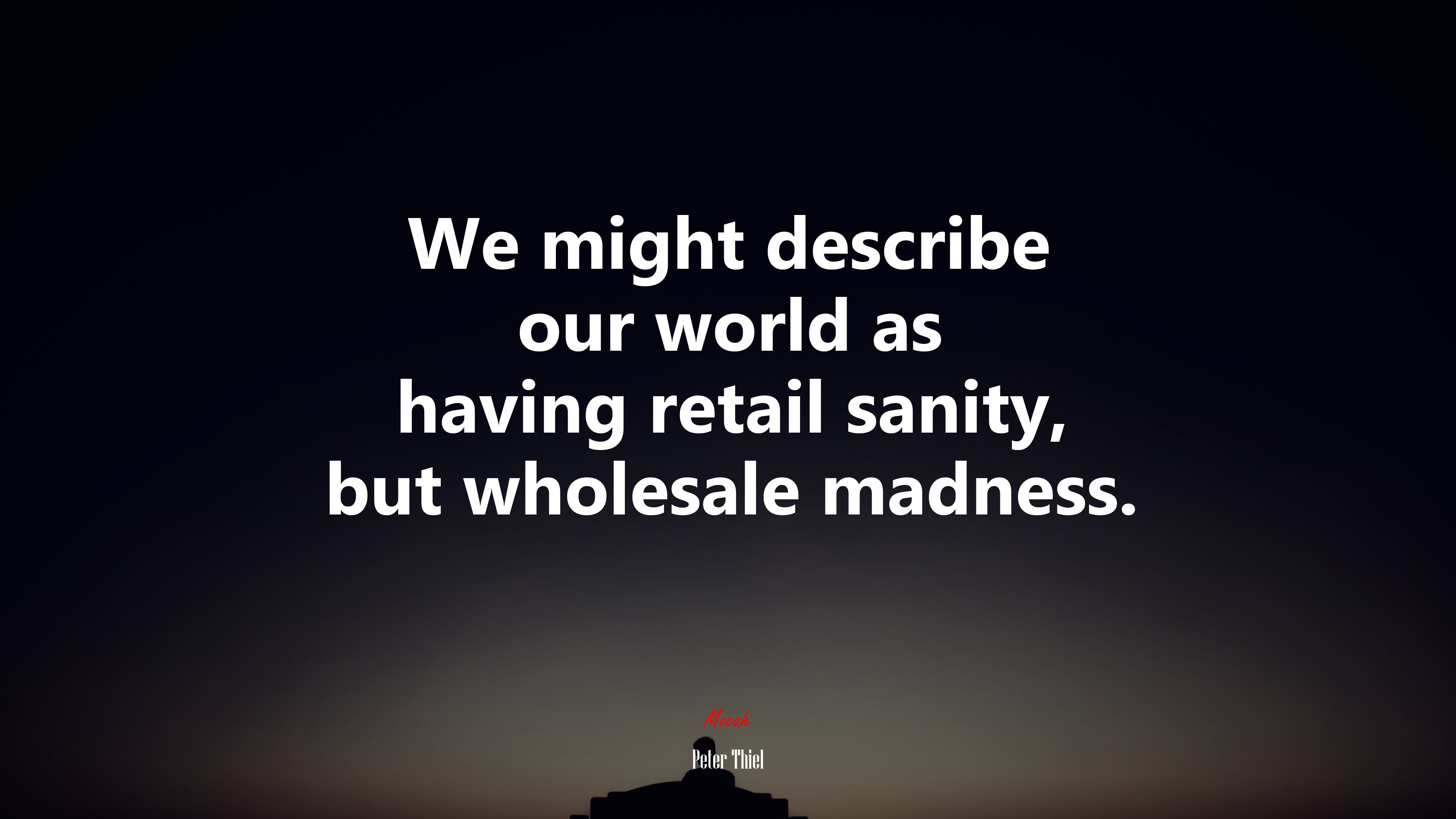 We might describe our world as having retail sanity, but wholesale madness. | Peter Thiel quote HD Wallpaper