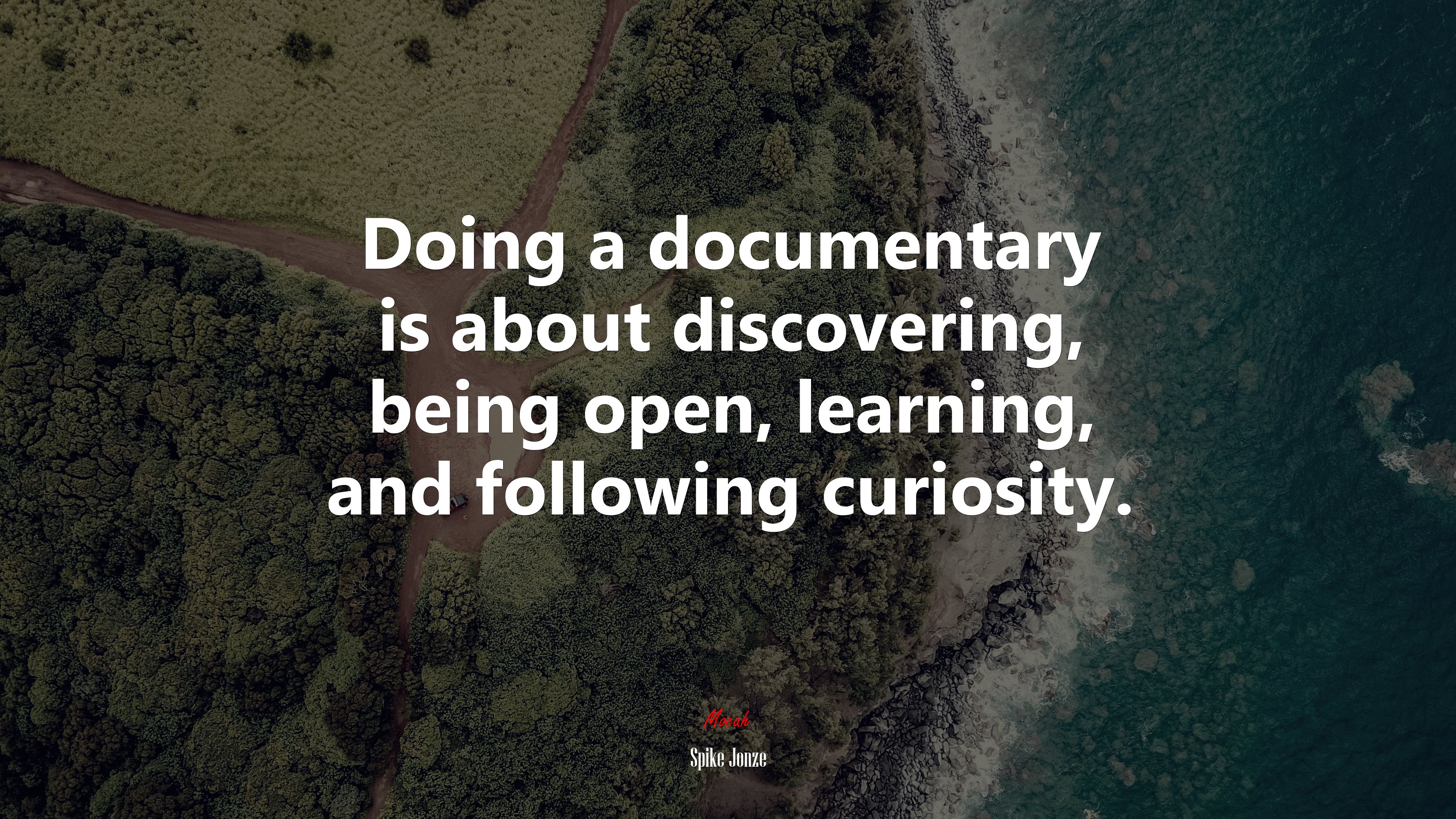 Doing a documentary is about discovering, being open, learning, and following curiosity. | Spike Jonze quote HD Wallpaper