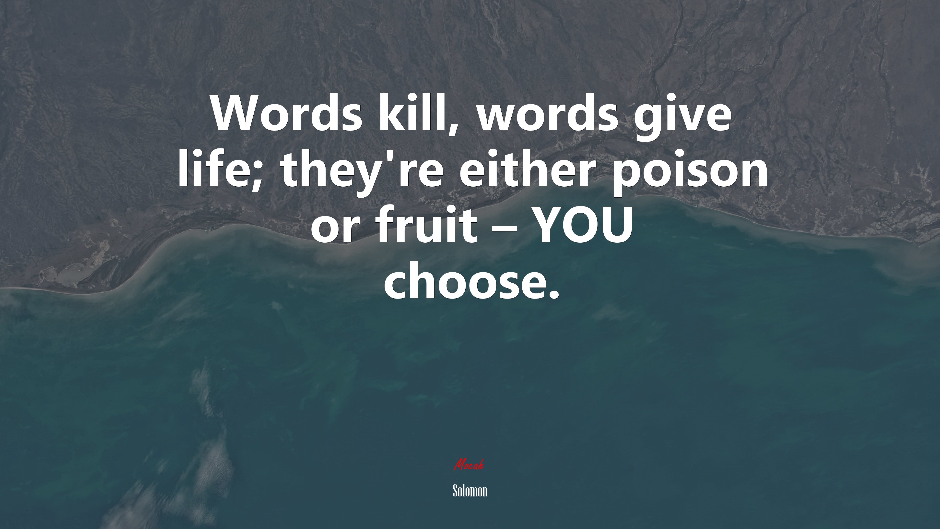 Words kill, words give life; they’re either poison or fruit – YOU choose. | Solomon quote HD Wallpaper