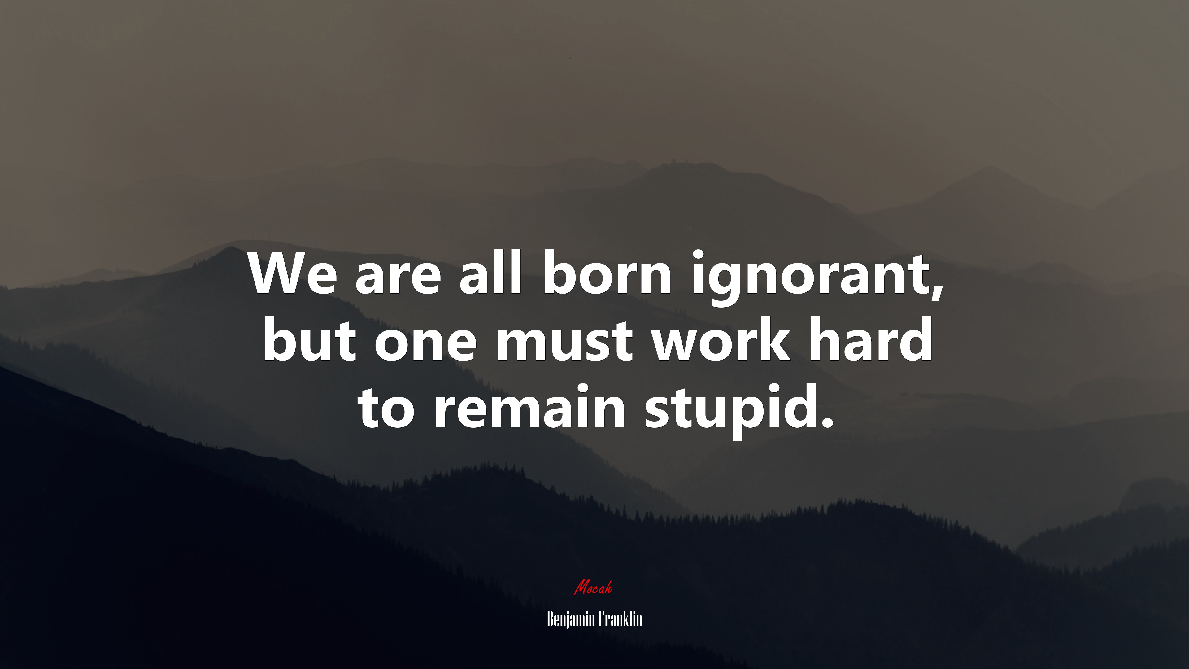 We are all born ignorant, but one must work hard to remain stupid. | Benjamin Franklin quote HD Wallpaper