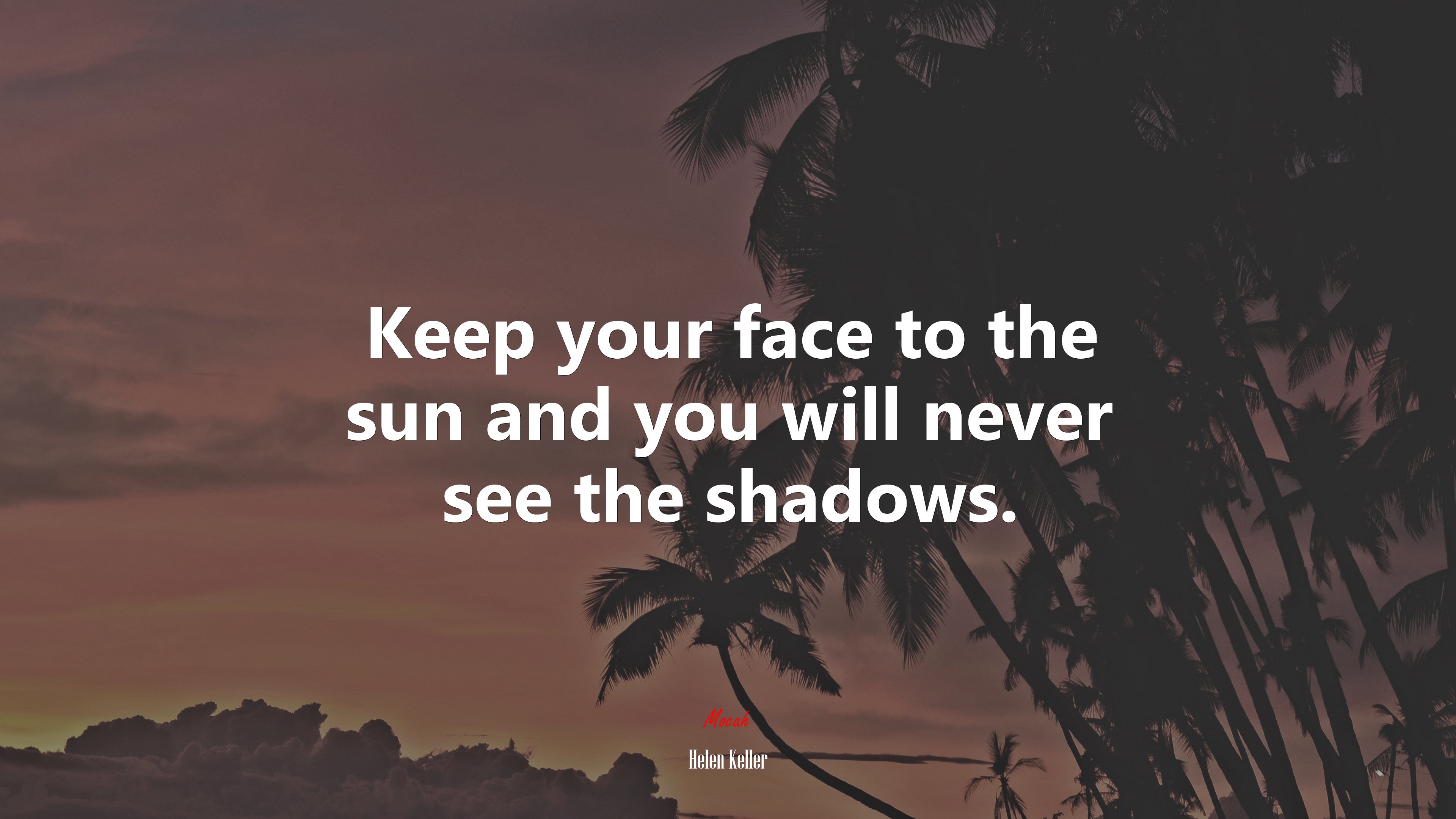 Keep your face to the sun and you will never see the shadows. | Helen Keller quote HD Wallpaper