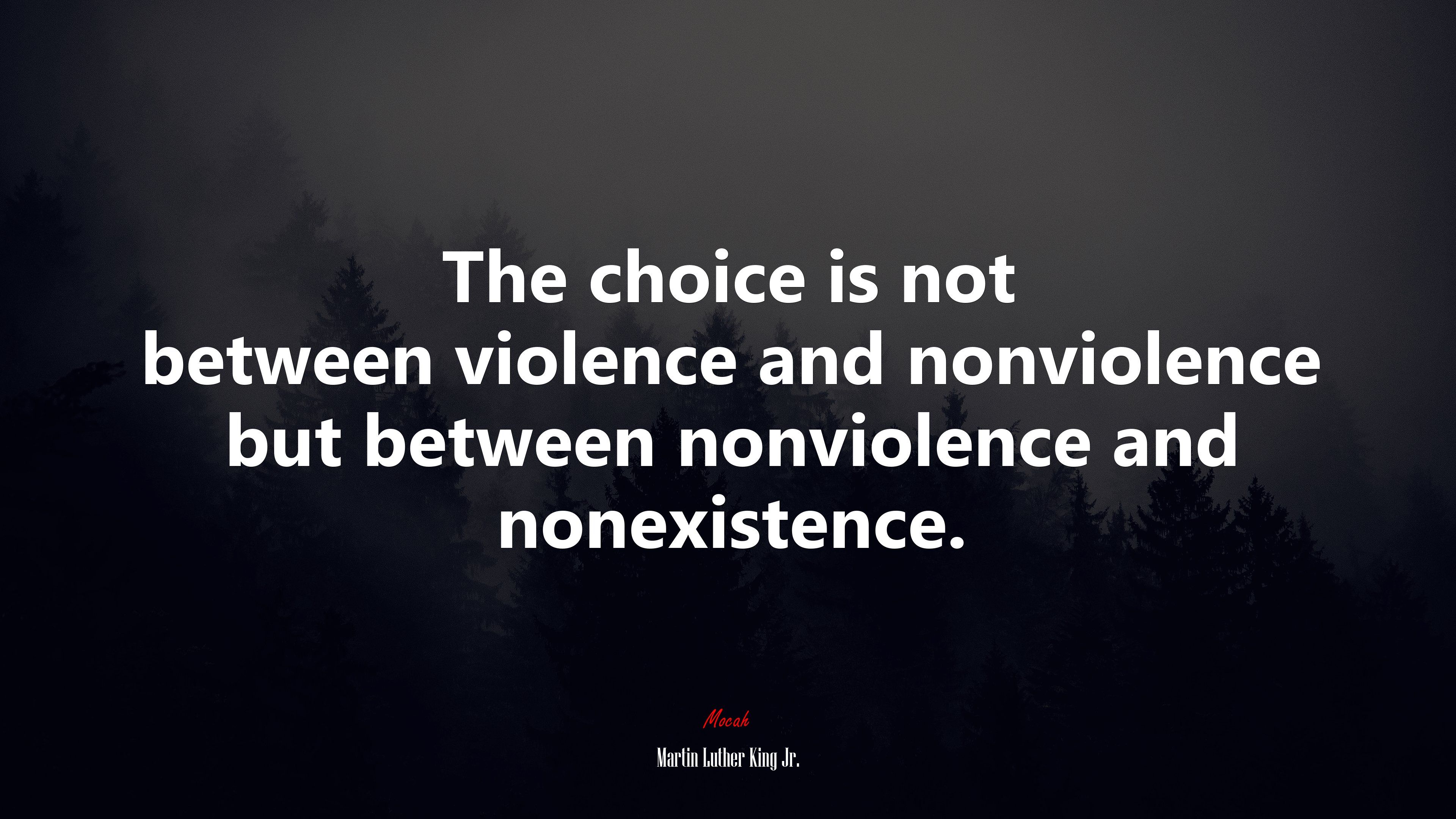 The choice is not between violence and nonviolence but between nonviolence and nonexistence. | Martin Luther King Jr. quote HD Wallpaper