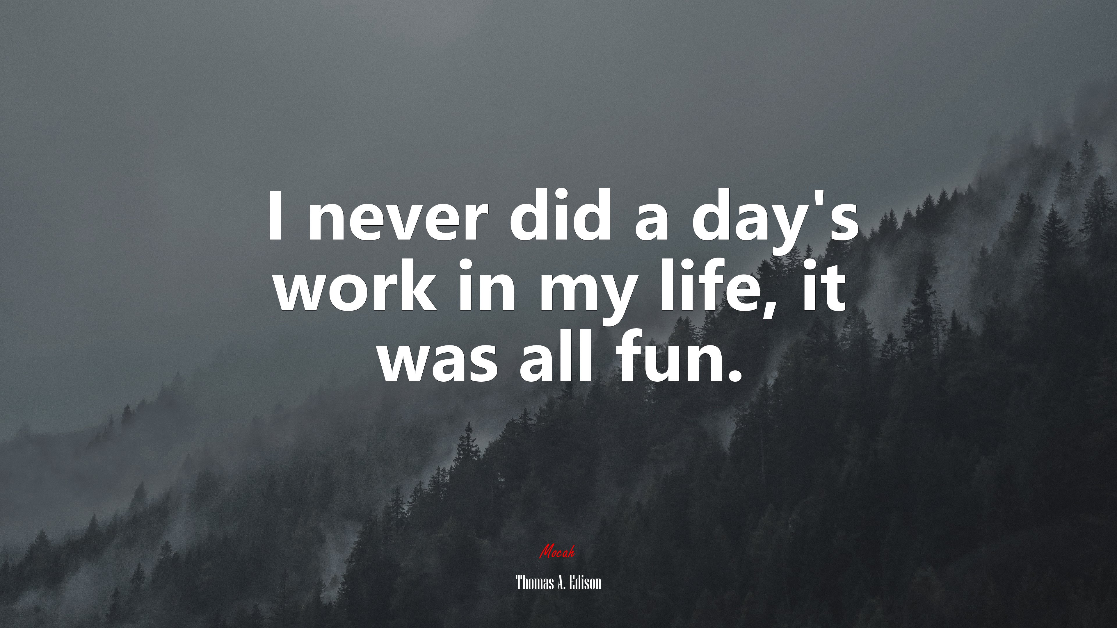I never did a days work in my life, it was all fun. | Thomas A. Edison quote HD Wallpaper