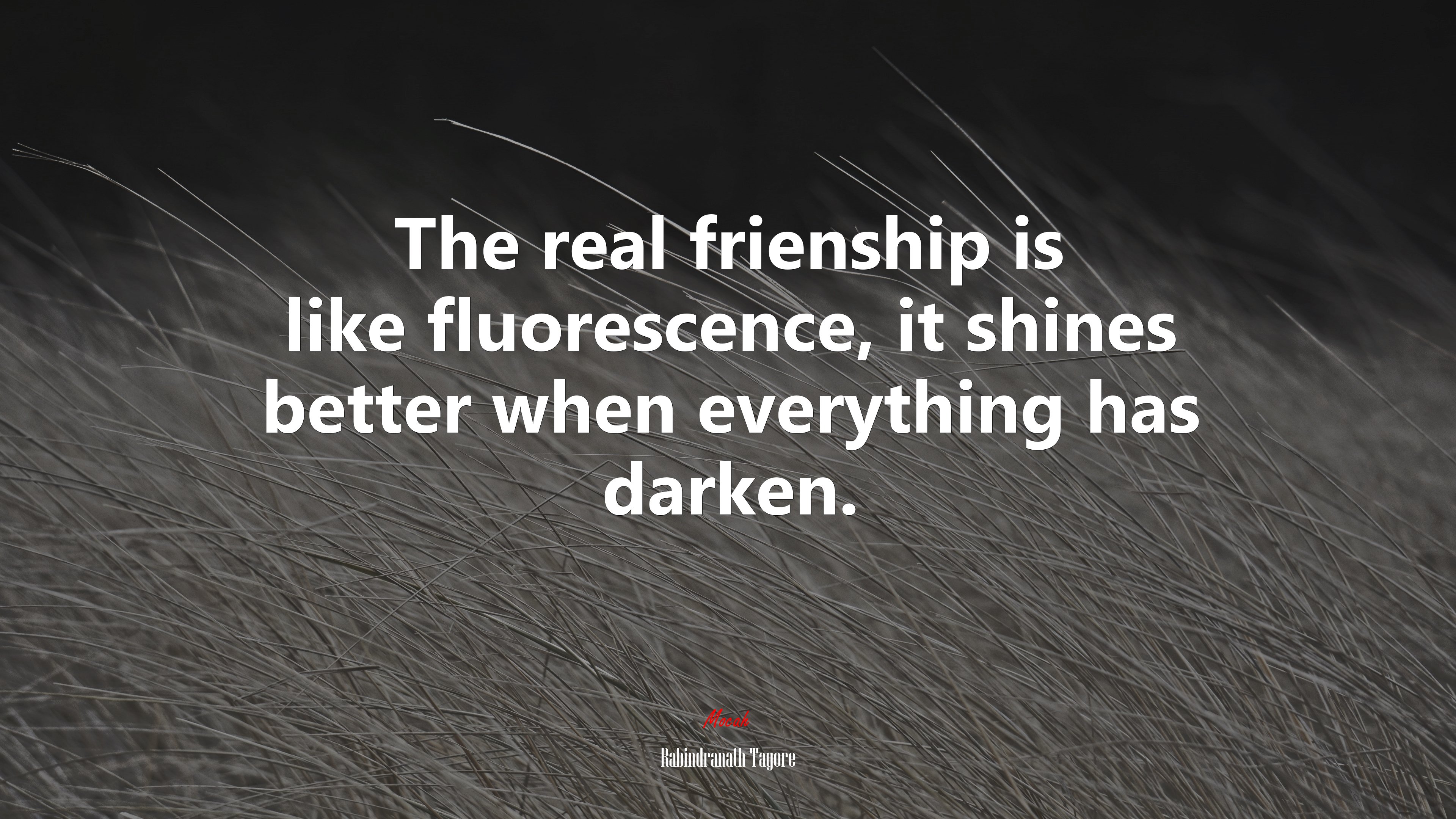 The real frienship is like fluorescence, it shines better when everything has darken. | Rabindranath Tagore quote HD Wallpaper