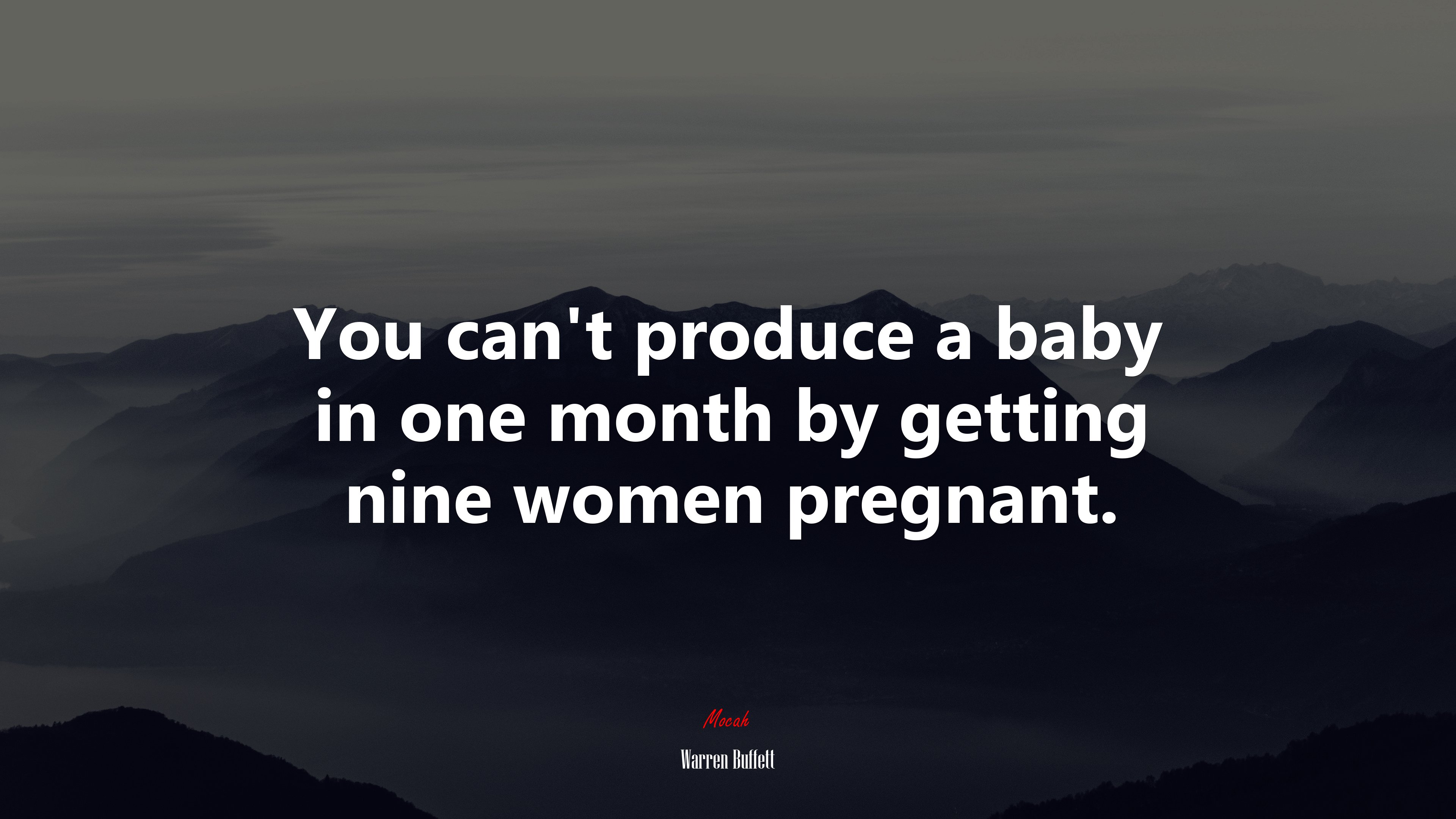 You cant produce a baby in one month by getting nine women pregnant. | Warren Buffett quote HD Wallpaper