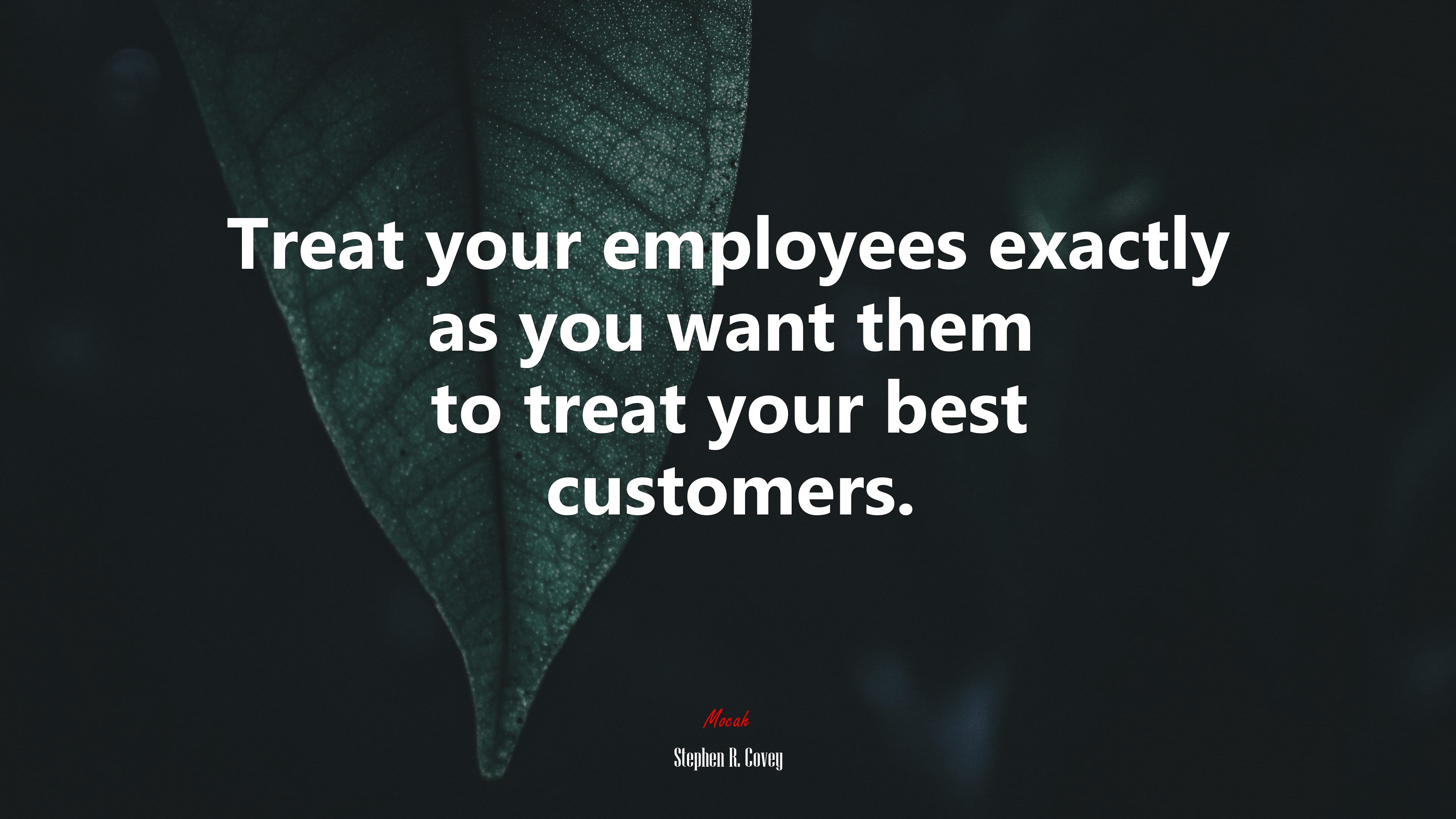 Treat your employees exactly as you want them to treat your best customers. | Stephen R. Covey quote HD Wallpaper