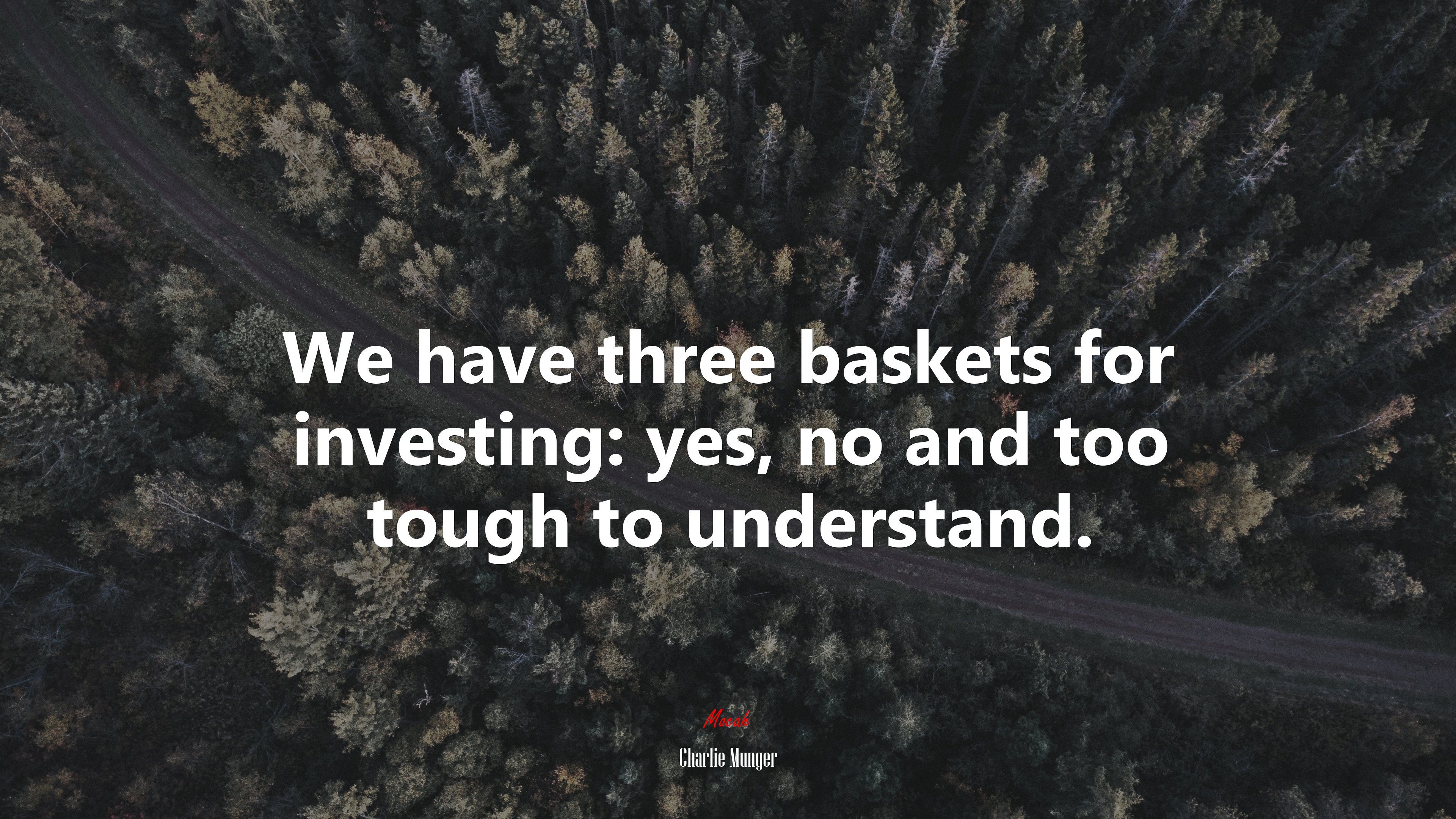 We have three baskets for investing: yes, no and too tough to understand. | Charlie Munger quote HD Wallpaper