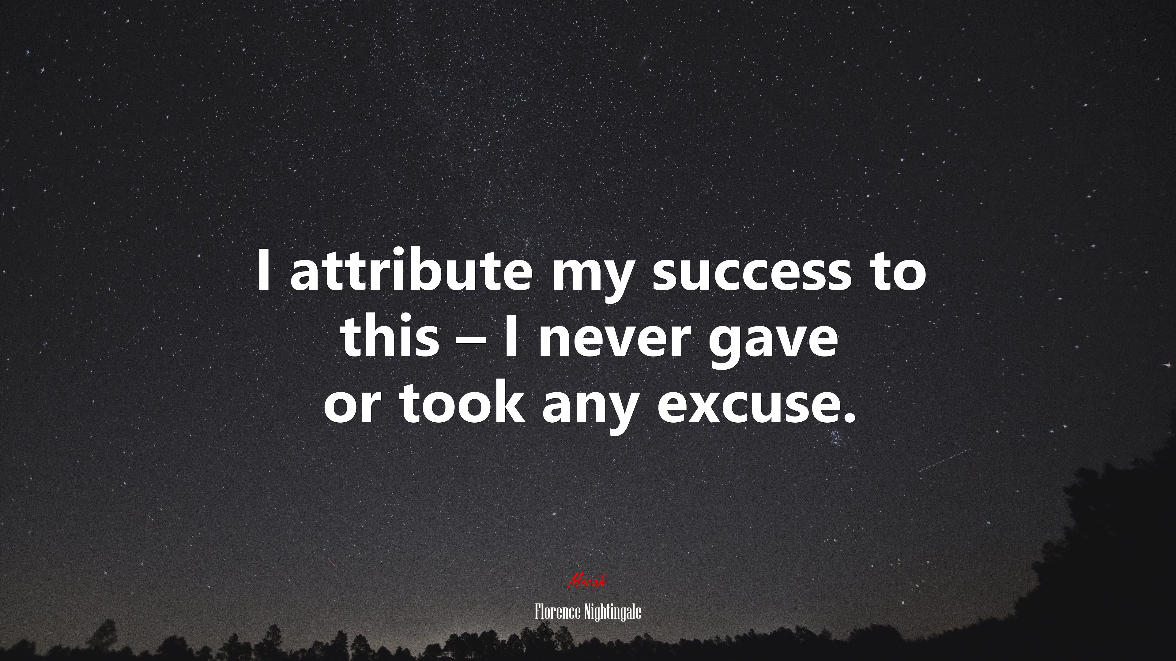 I attribute my success to this – I never gave or took any excuse. | Florence Nightingale quote HD Wallpaper