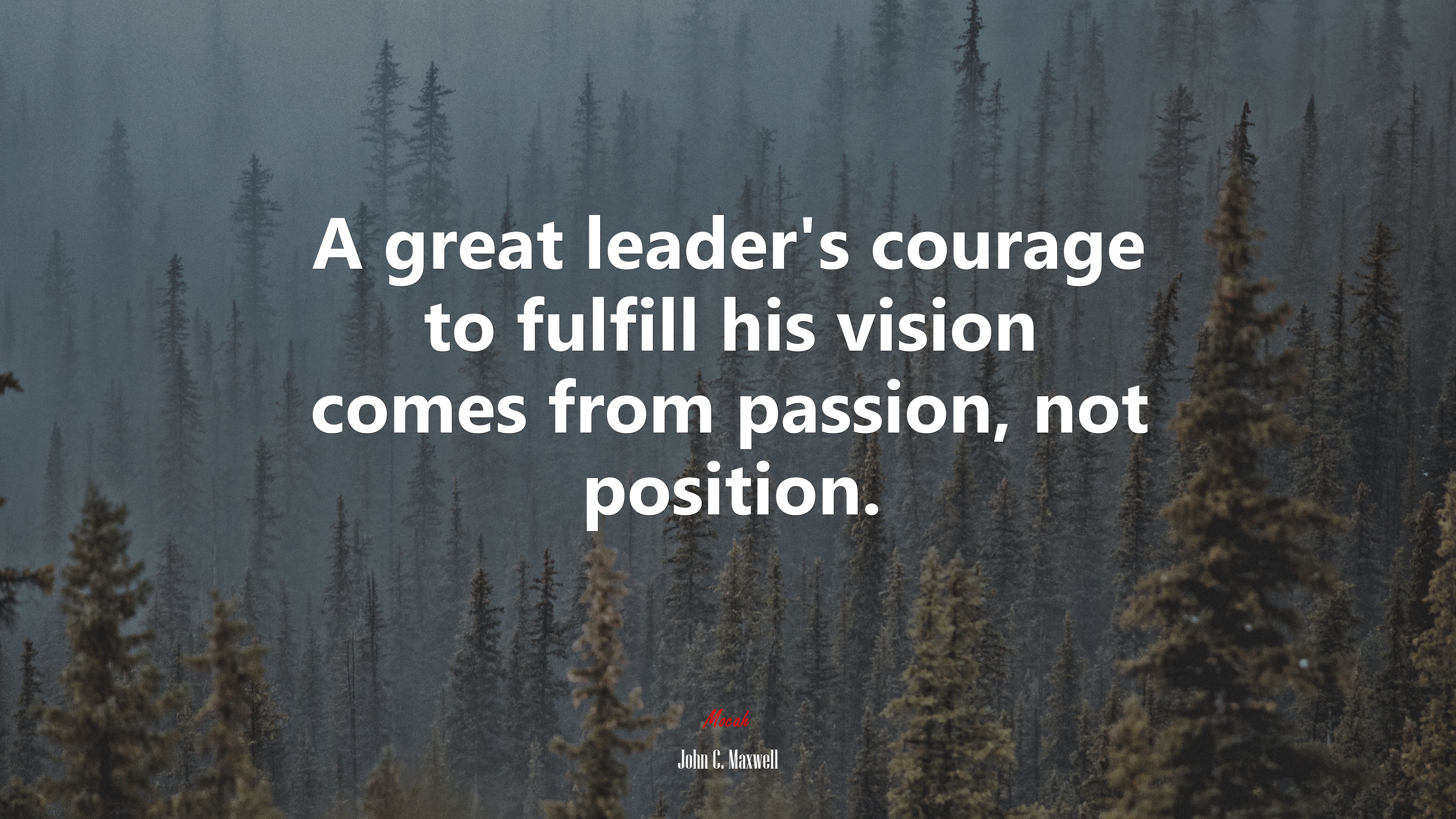 A great leader’s courage to fulfill his vision comes from passion, not position. | John C. Maxwell quote HD Wallpaper