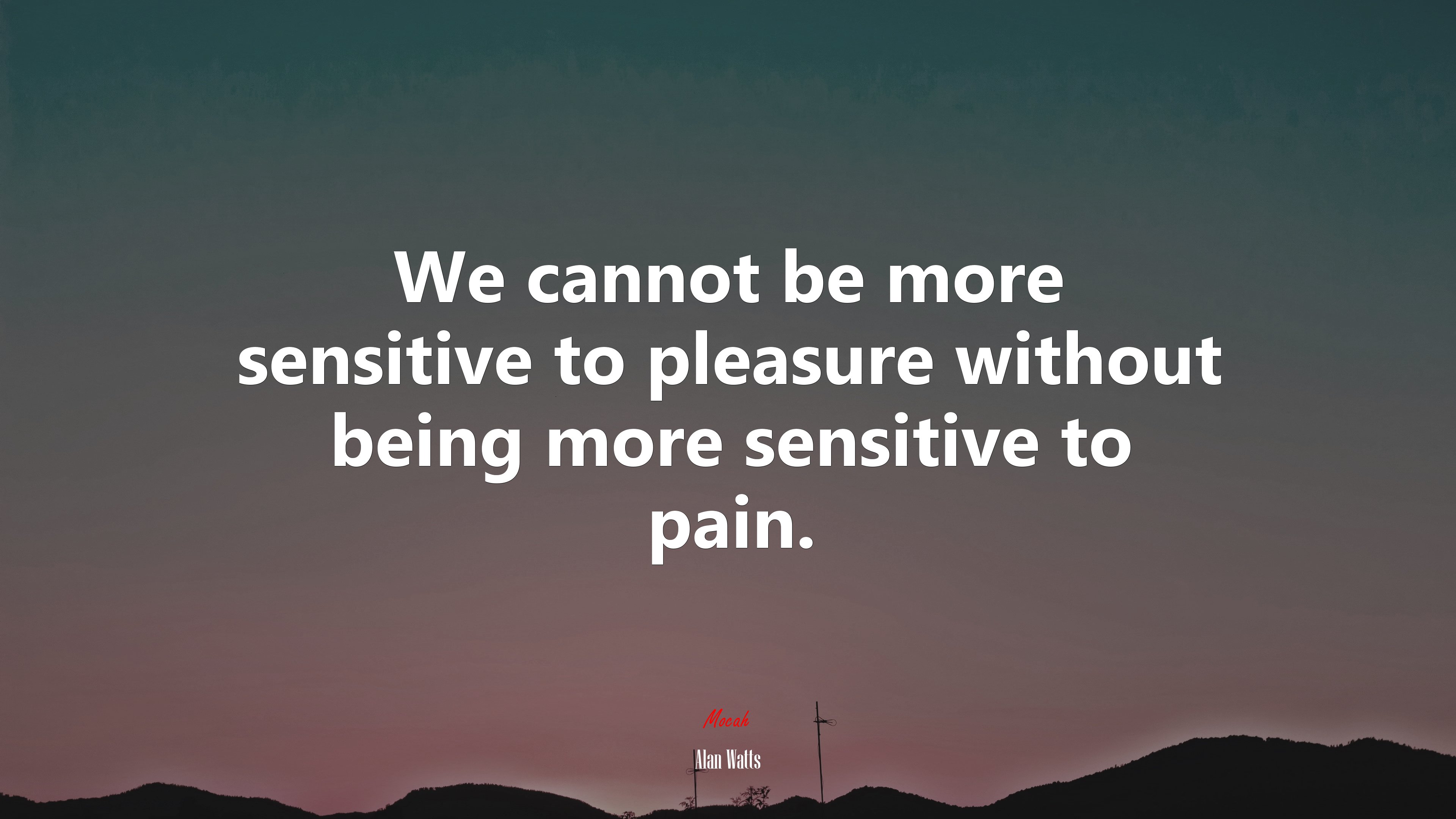 We cannot be more sensitive to pleasure without being more sensitive to pain. | Alan Watts quote HD Wallpaper