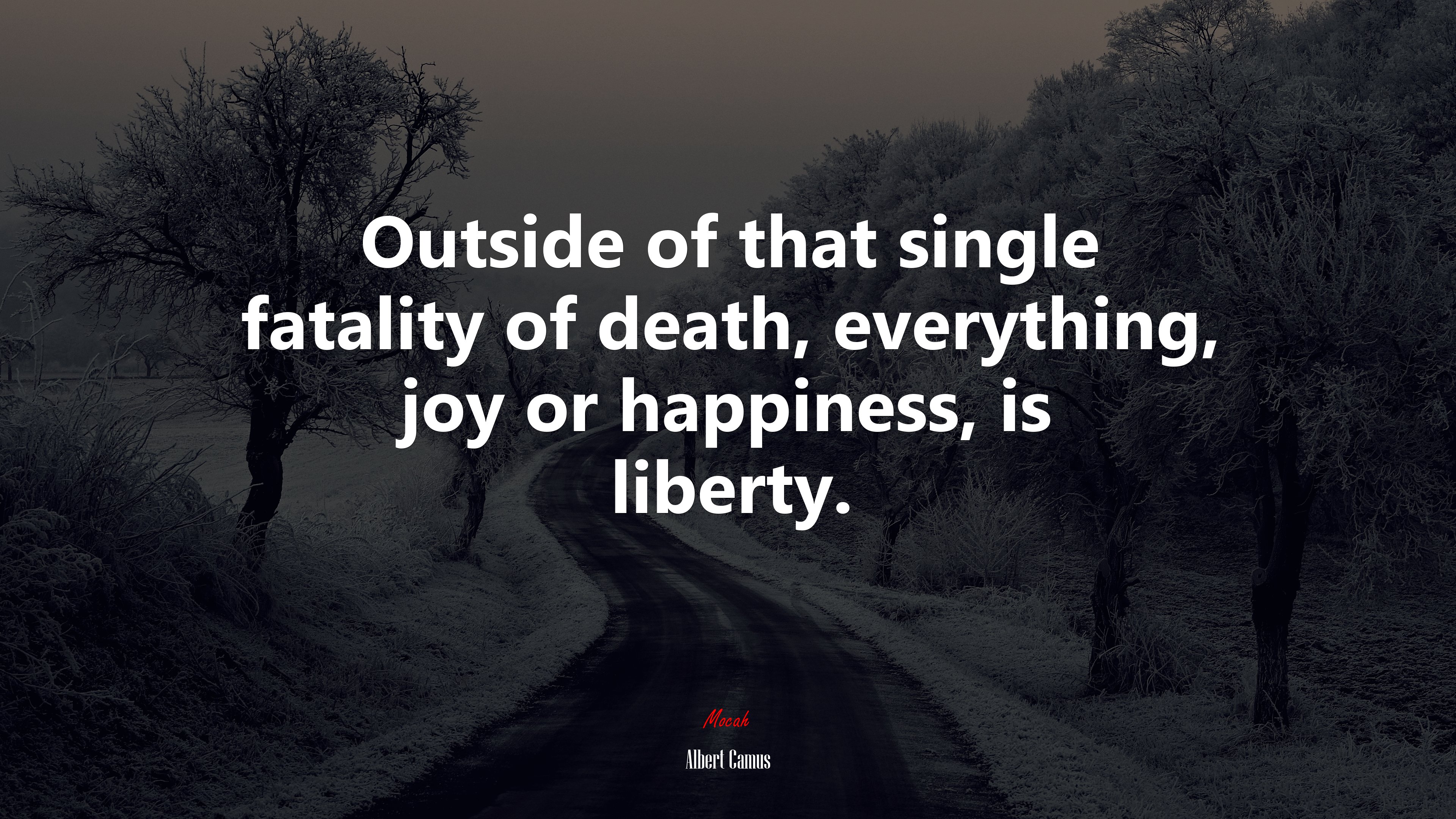 Outside of that single fatality of death, everything, joy or happiness, is liberty. | Albert Camus quote HD Wallpaper