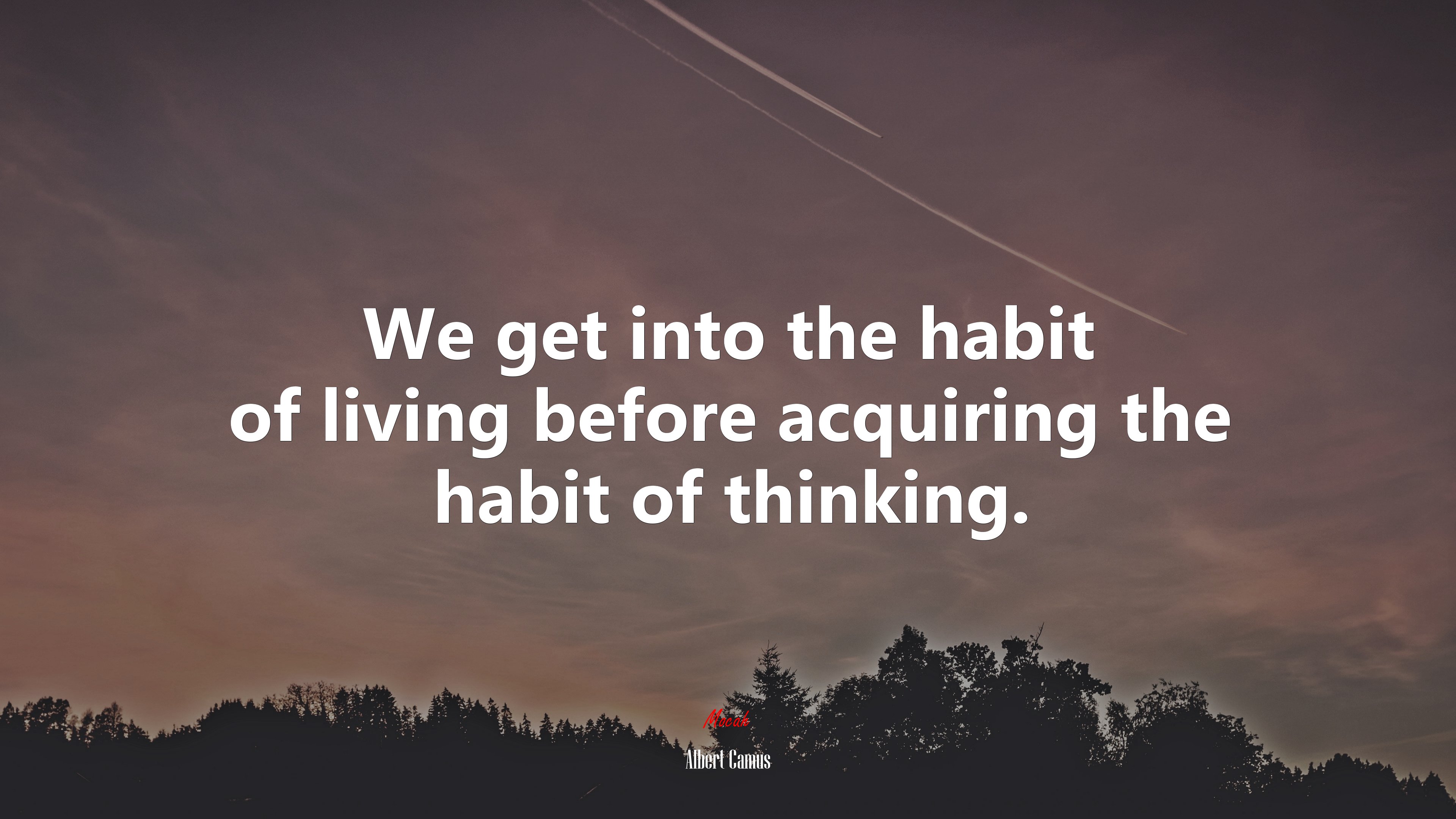 We get into the habit of living before acquiring the habit of thinking. | Albert Camus quote HD Wallpaper