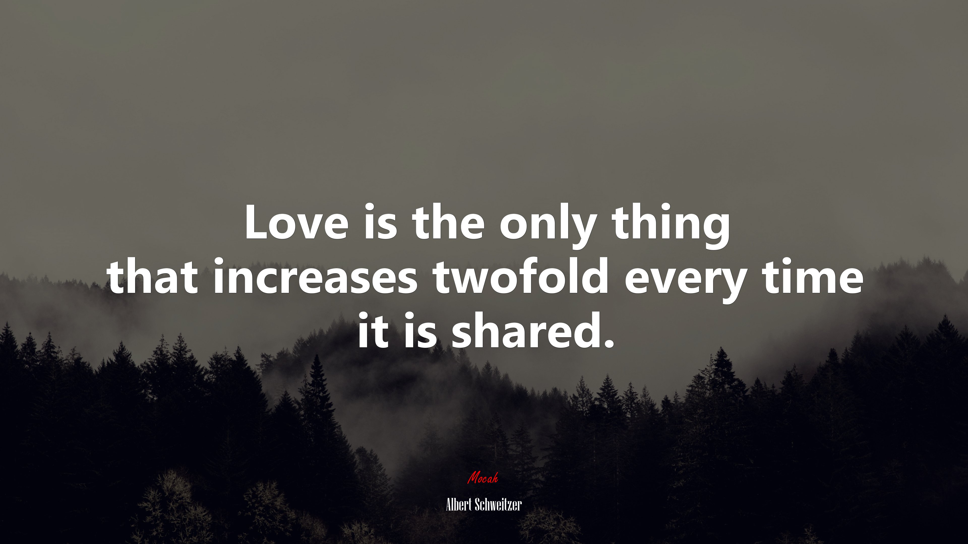 Love is the only thing that increases twofold every time it is shared. | Albert Schweitzer quote HD Wallpaper