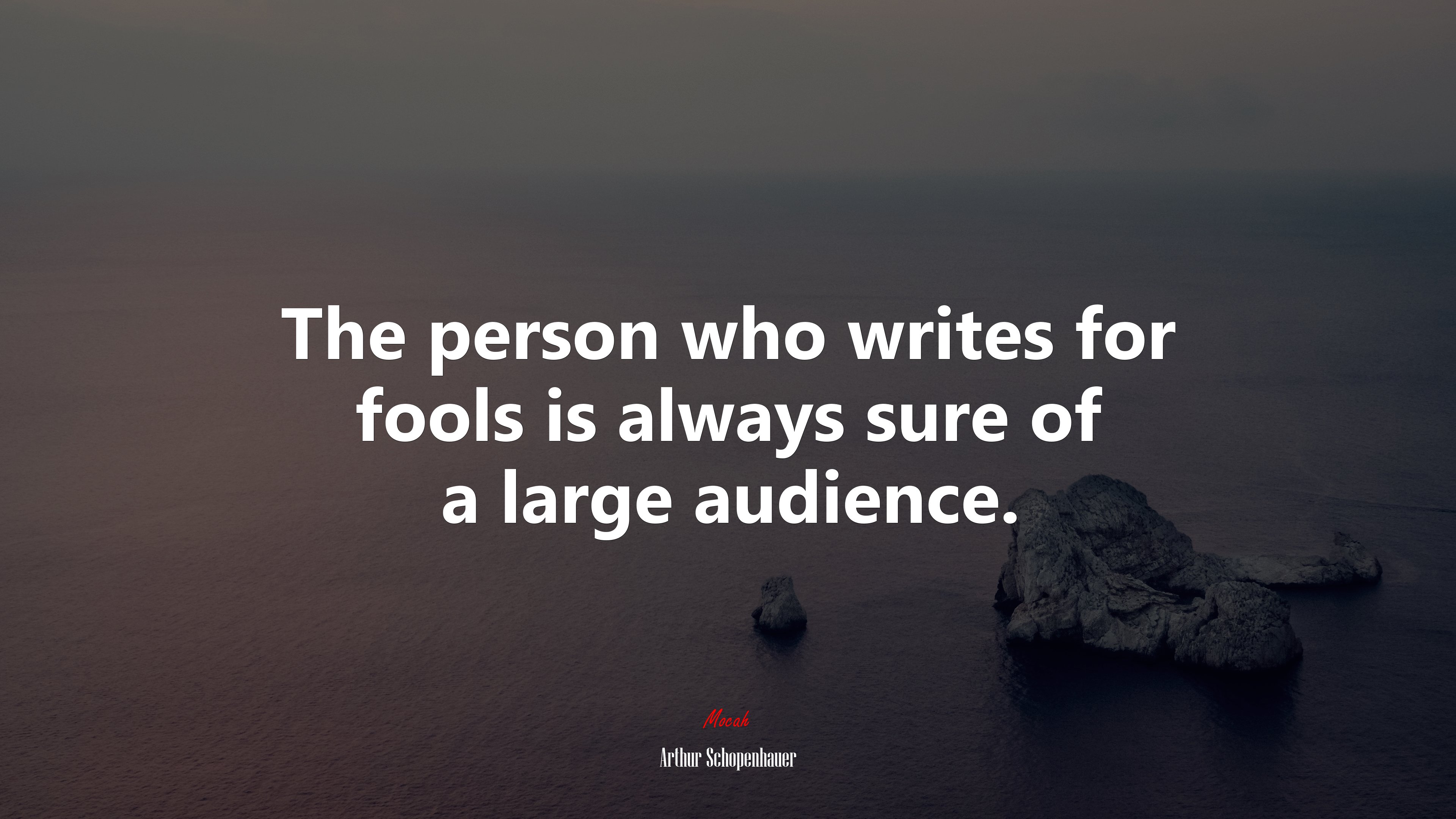 The person who writes for fools is always sure of a large audience. | Arthur Schopenhauer quote HD Wallpaper