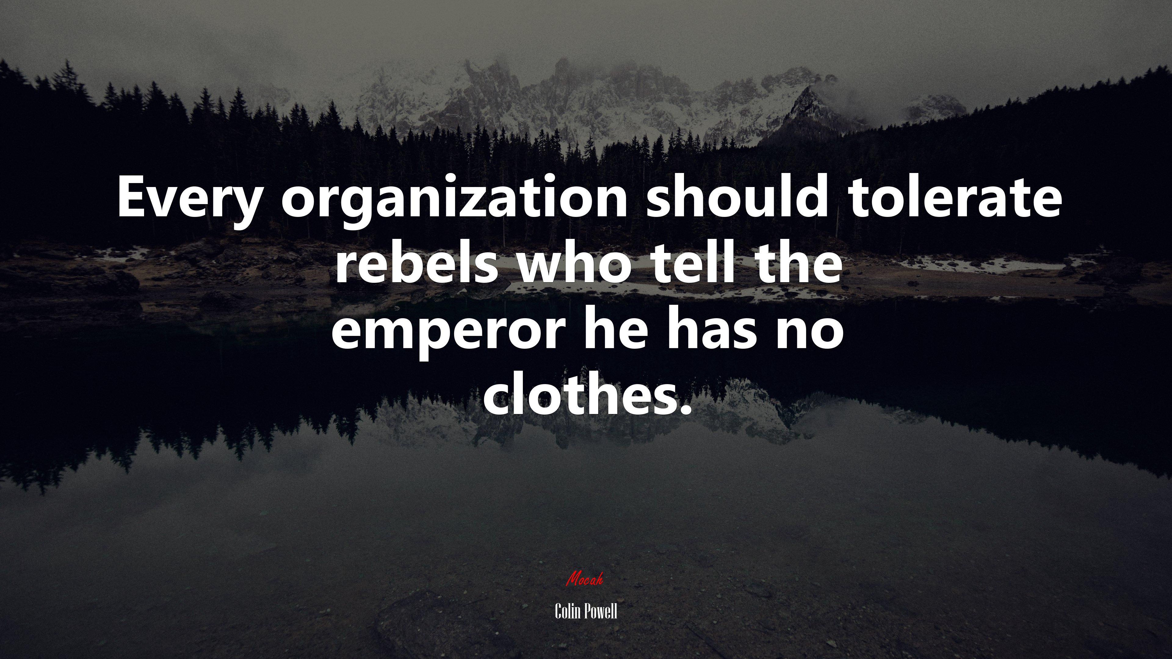 Every organization should tolerate rebels who tell the emperor he has no clothes. | Colin Powell quote HD Wallpaper