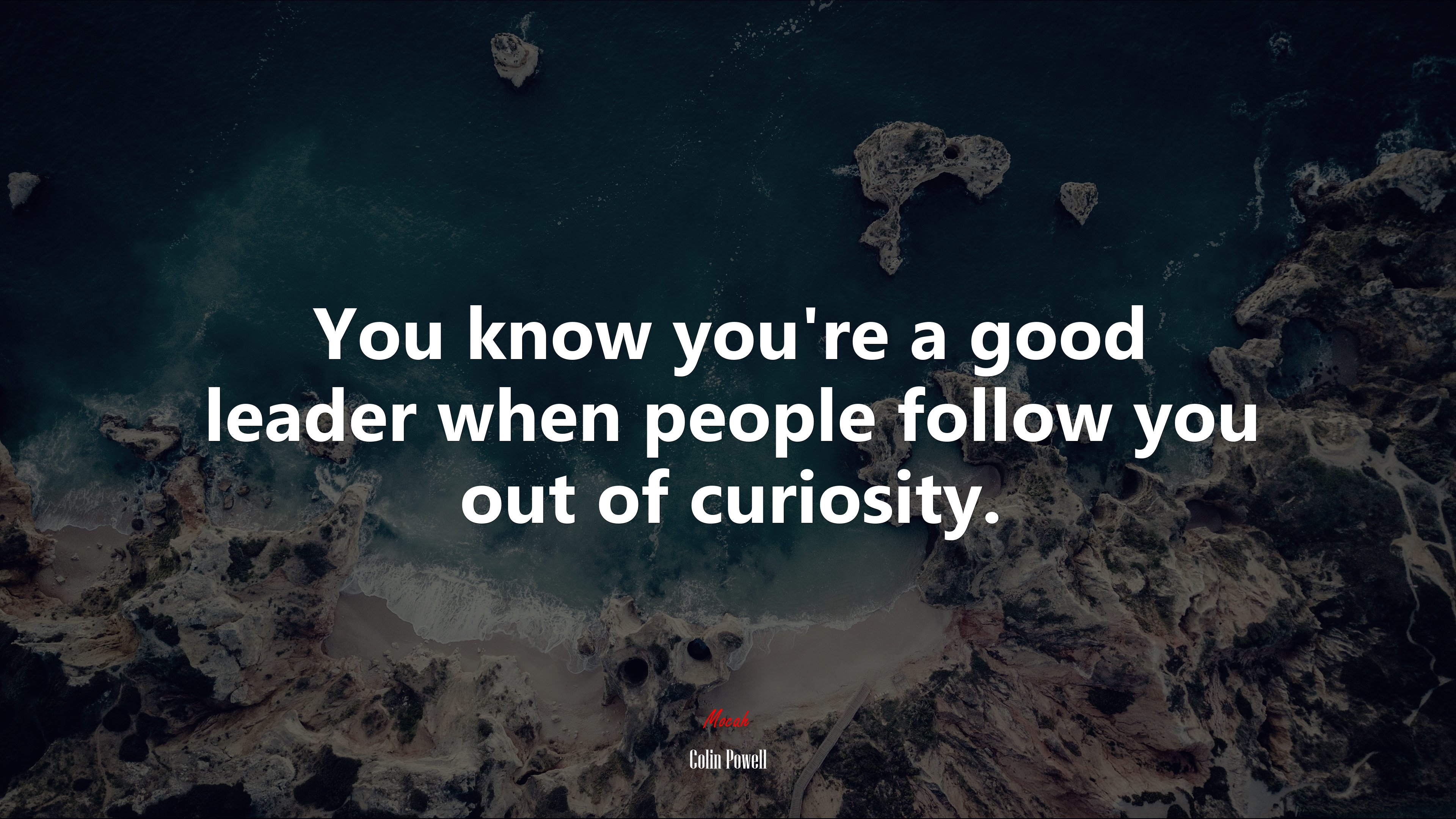 You know you’re a good leader when people follow you out of curiosity. | Colin Powell quote HD Wallpaper