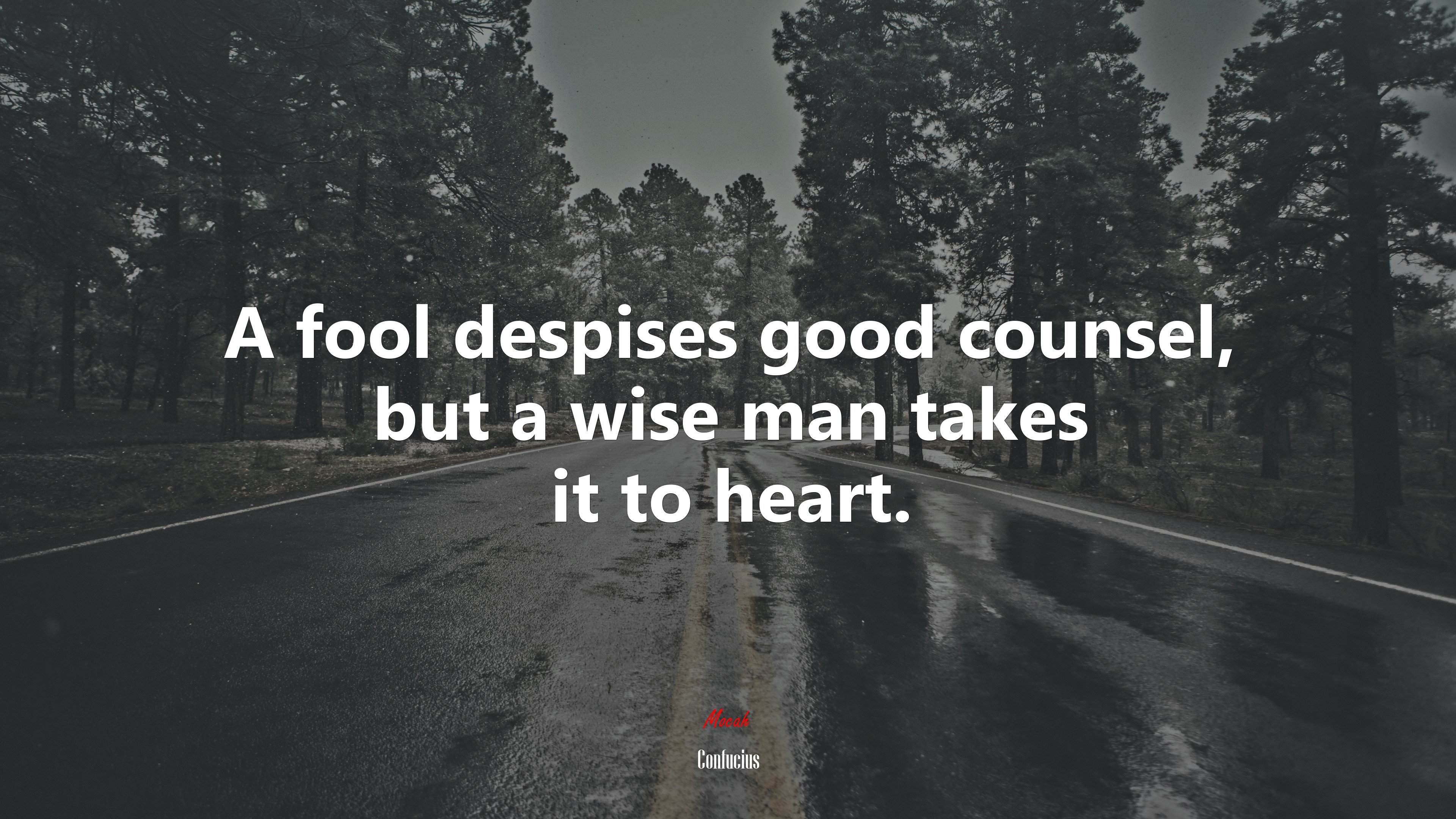 A fool despises good counsel, but a wise man takes it to heart. | Confucius quote HD Wallpaper